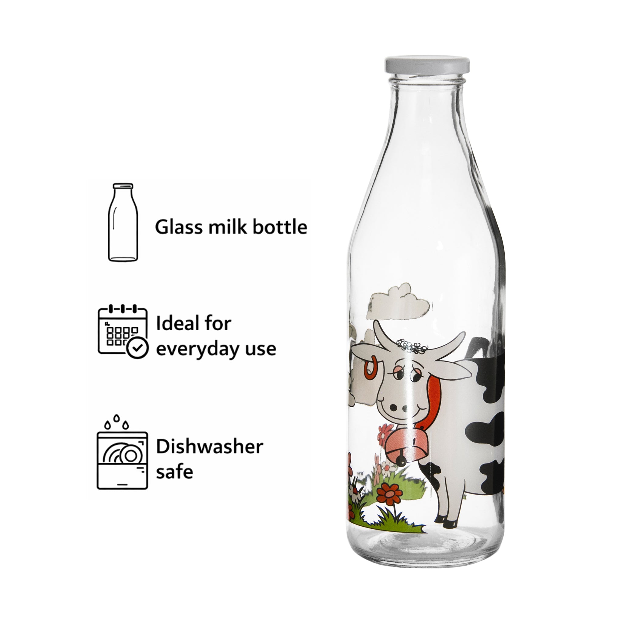 REGENT GLASS MILK BOTTLE COW DECAL, 1L