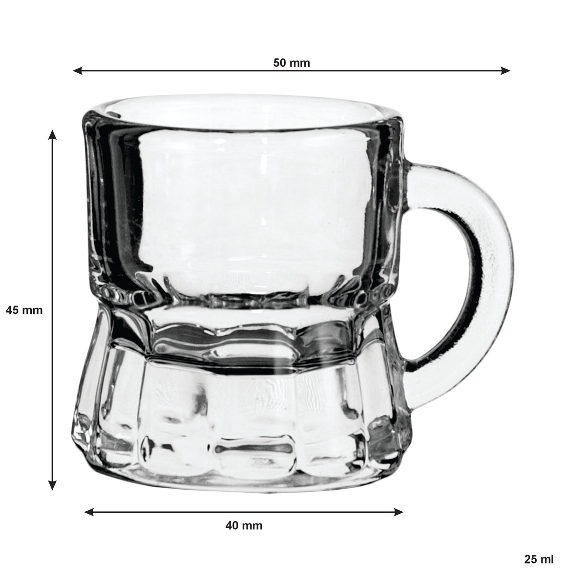 REGENT TOT GLASSES WITH HANDLES 6PK, 25ML