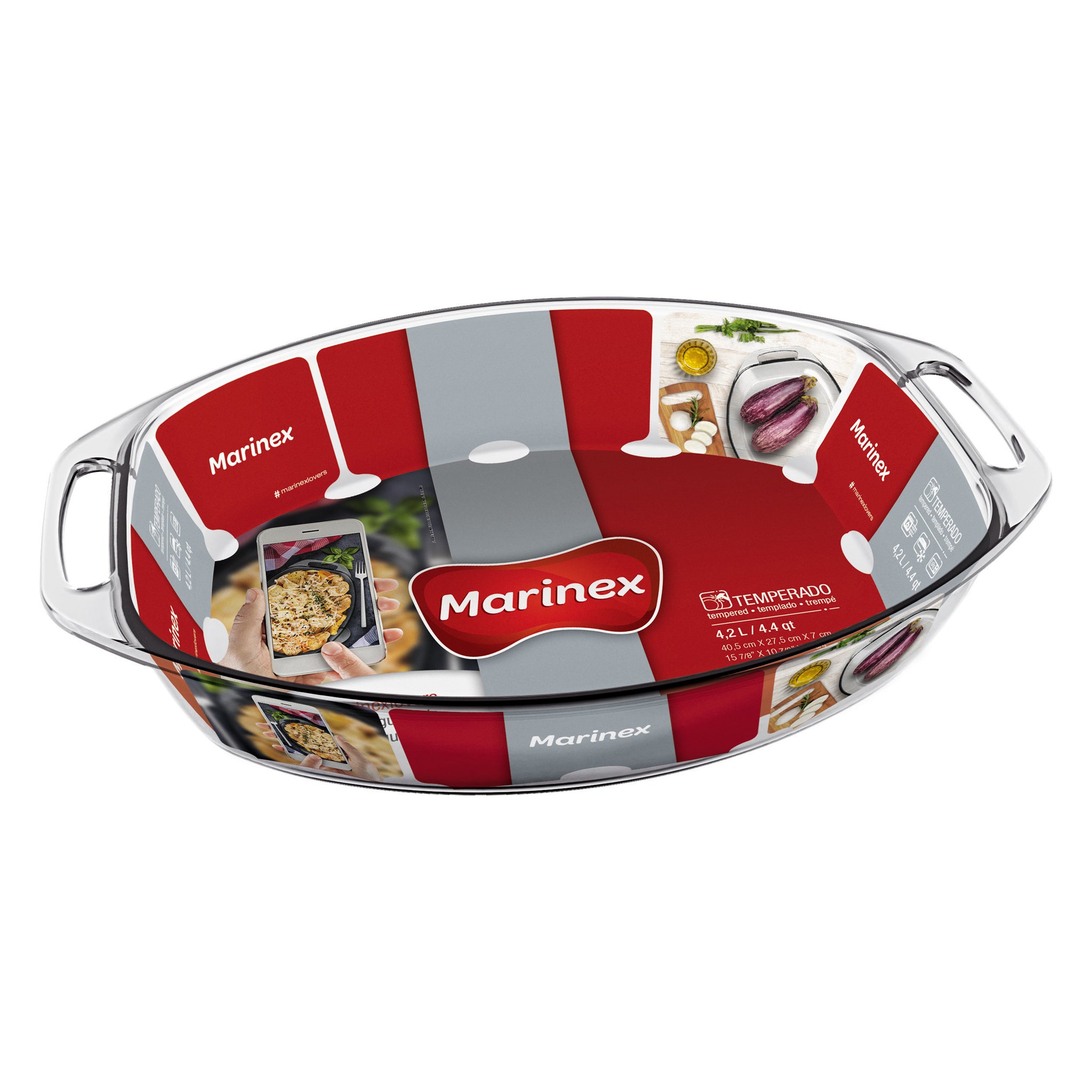 MARINEX SELETTA LARGE OVAL ROASTER WITH HANDLES, 4.2L