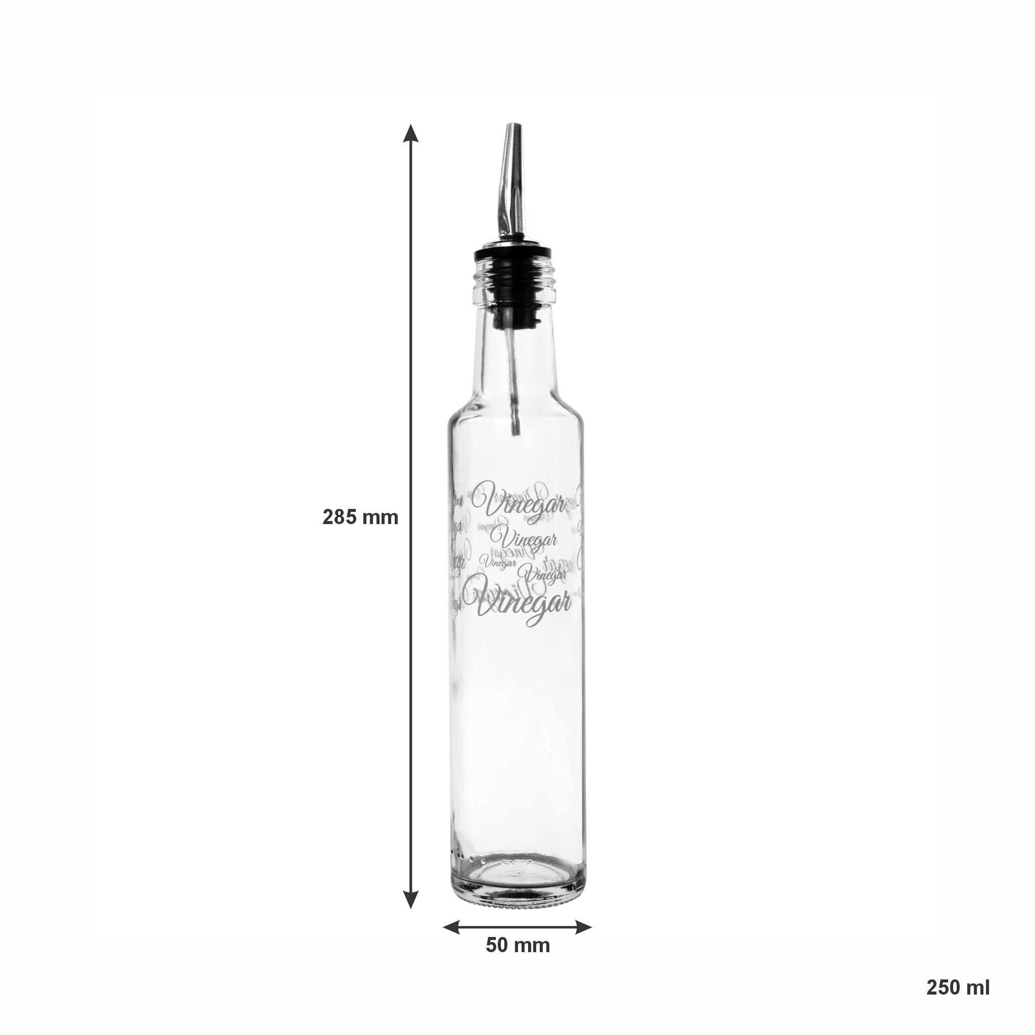 CONSOL ROUND PRINTED OLIVE OIL & VINEGAR BOTTLES WITH POURERS EA, 250ML