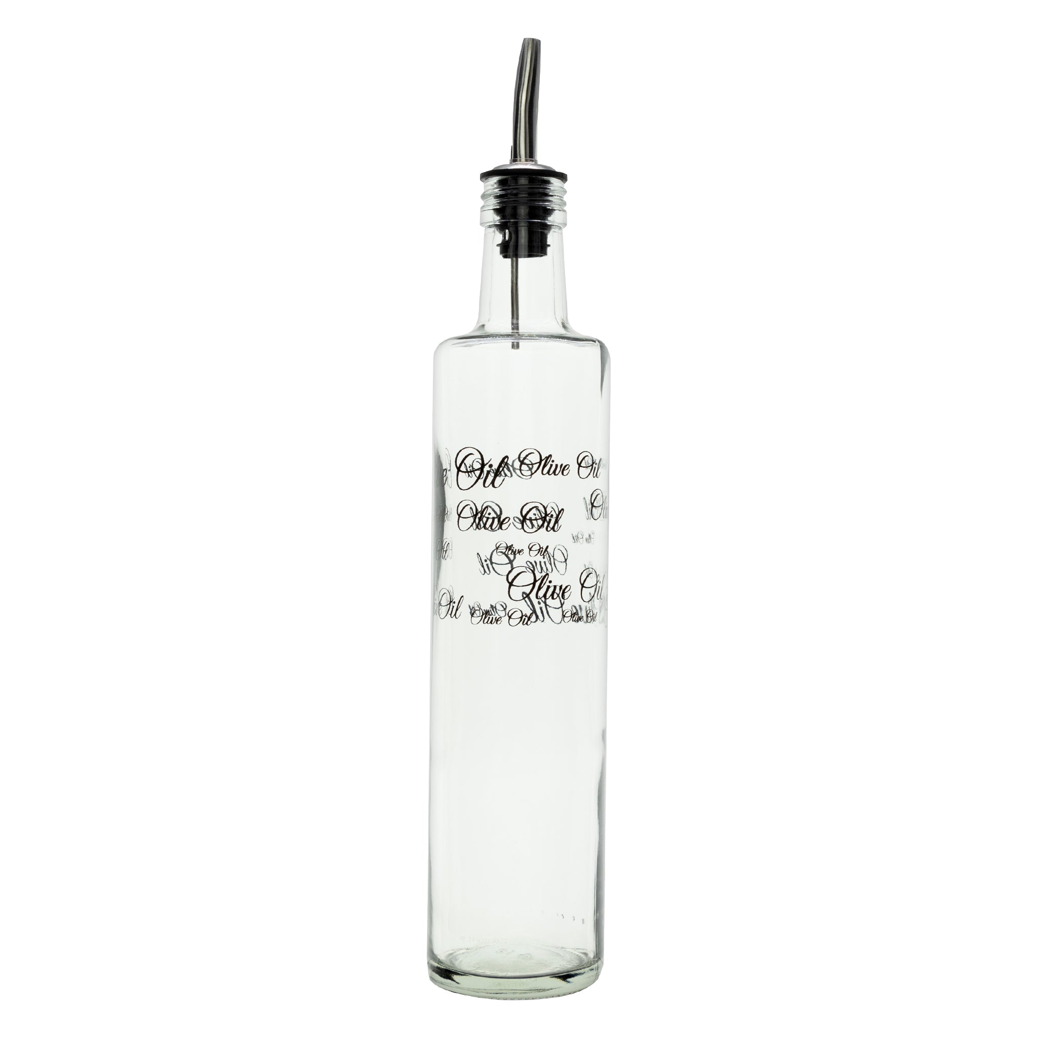CONSOL ROUND PRINTED OLIVE OIL & VINEGAR BOTTLES WITH POURERS EA, 500ML