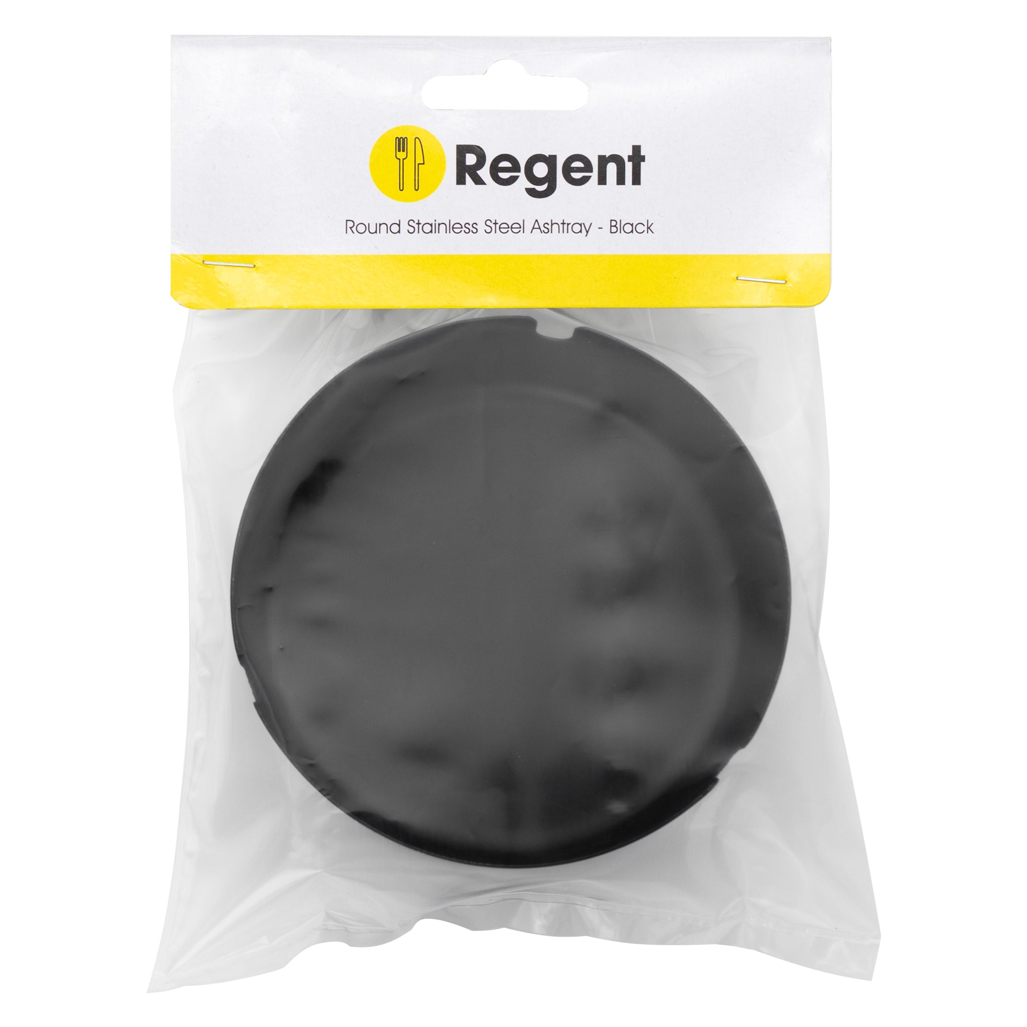 REGENT ASHTRAY ROUND STAINLESS STEEL BLACK FINISH, 100MM DIA