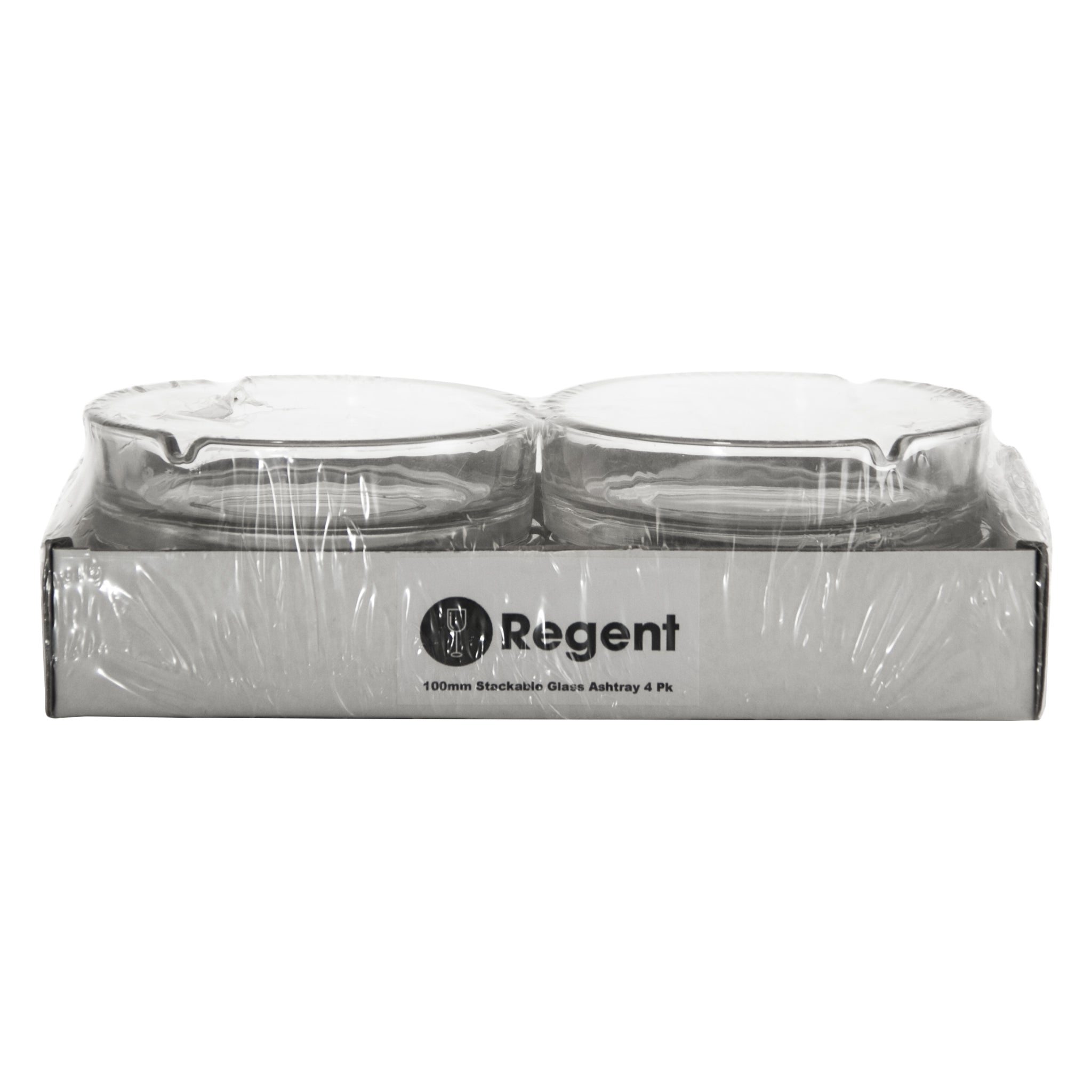 REGENT ASHTRAY CLUB ROUND GLASS STACKABLE 4PK, 100MM DIA