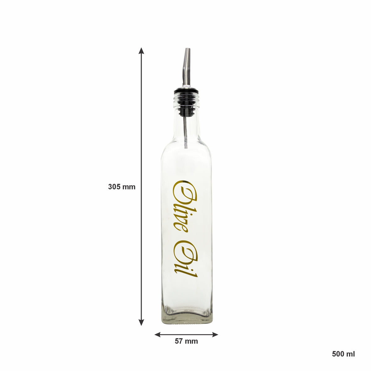 REGENT SQUARE GOLD PRINTED OLIVE OIL & VINEGAR BOTTLES WITH POURERS EA, 500ML