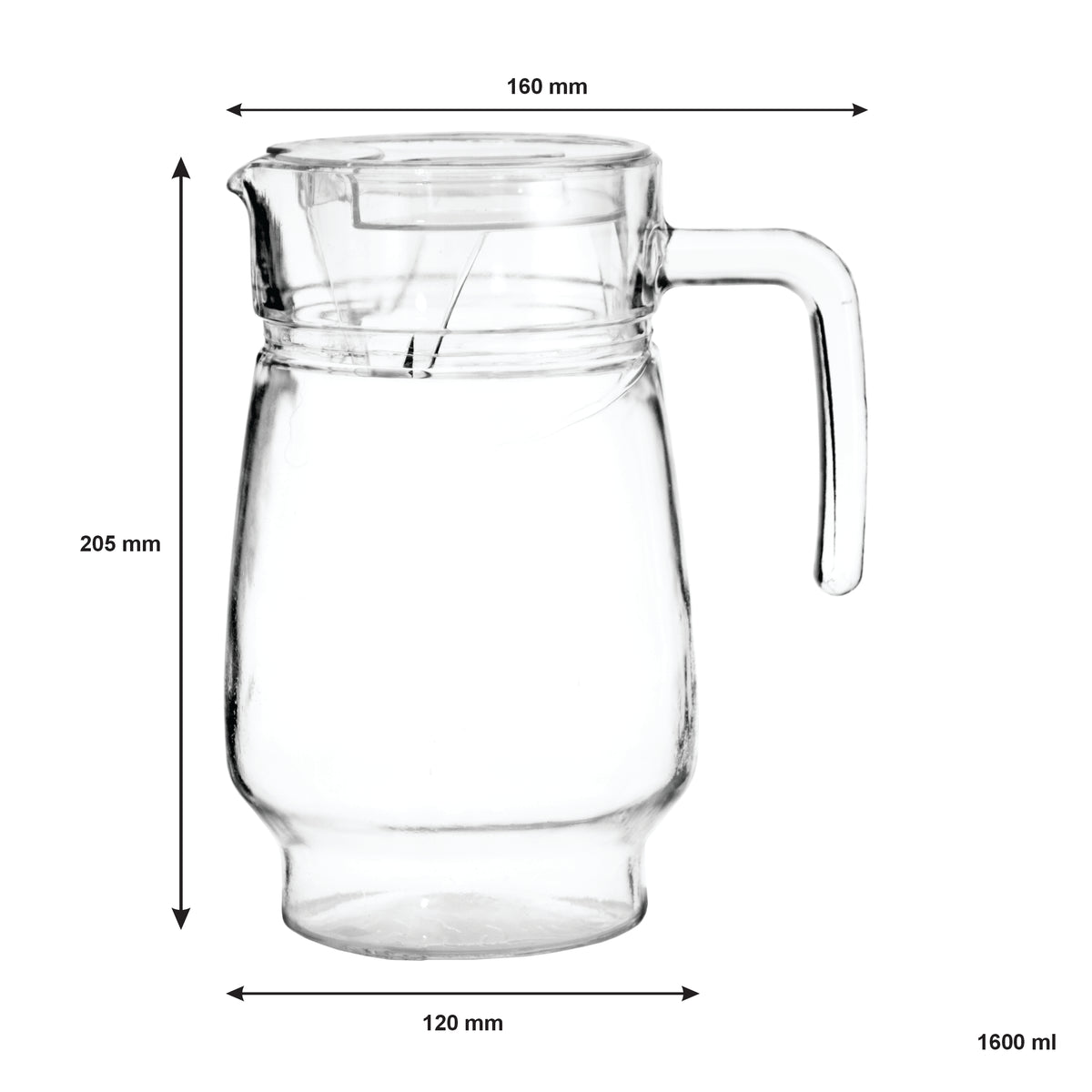 REGENT GLASS WATER JUG 1.6L + 4 WILLY TUMBLERS 380ML - 5PCS SET