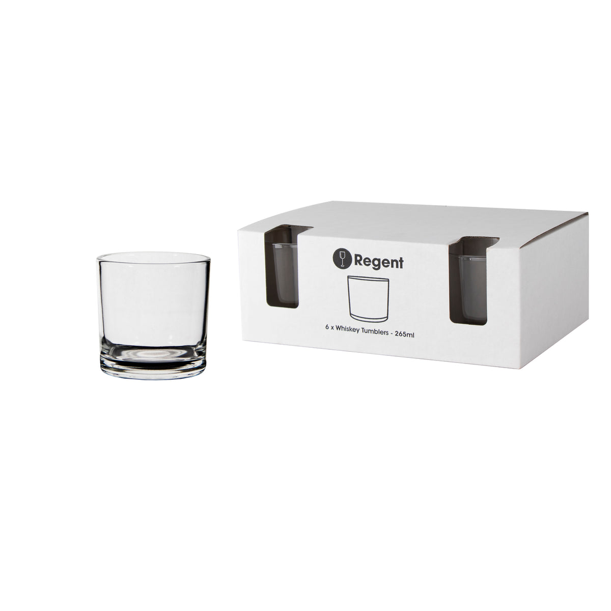 REGENT WHISKEY GLASS TUMBLERS 6PK, 265ML