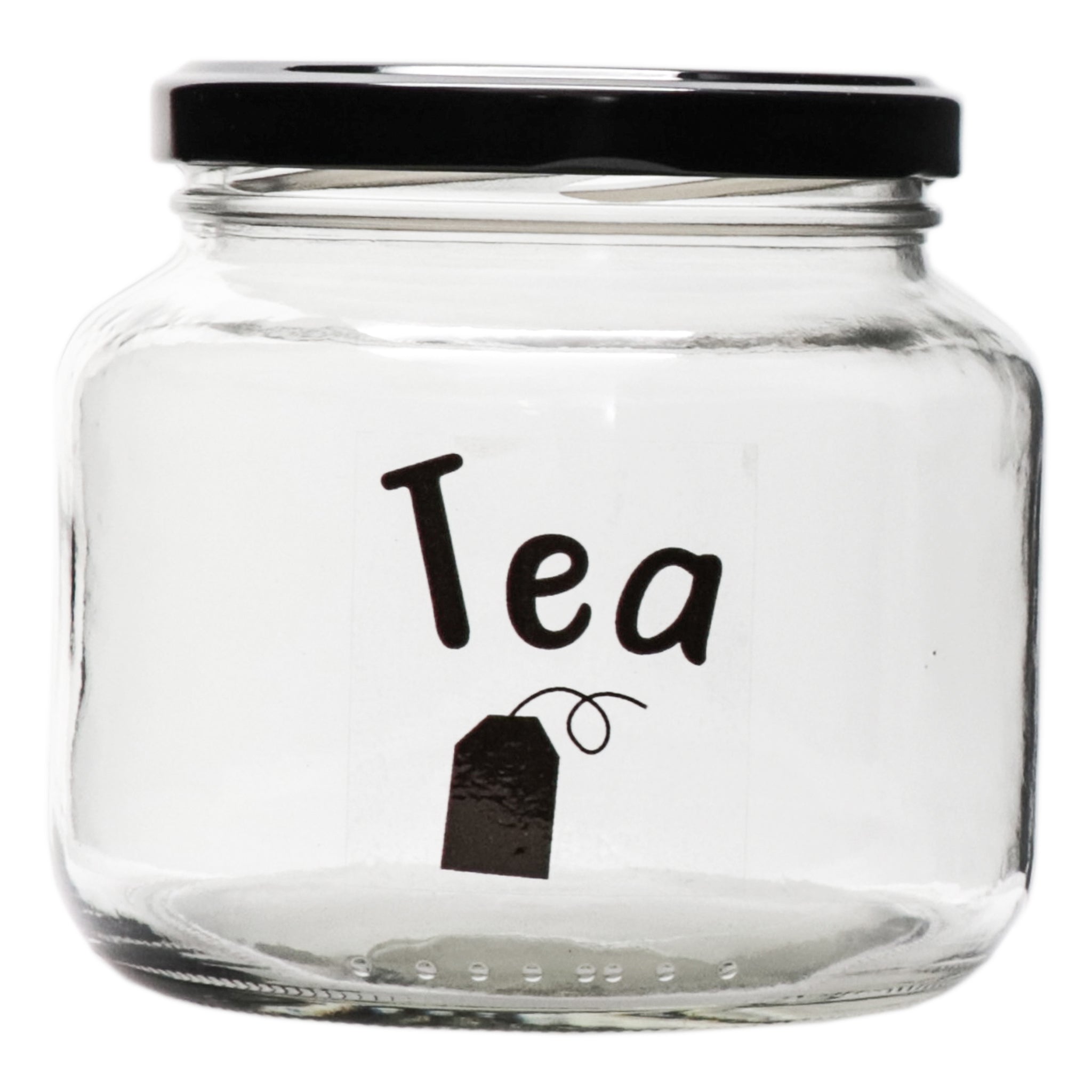 REGENT GLASS TEA, COFFEE, SUGAR PRINTED CANISTERS 3PK SET, 500ML