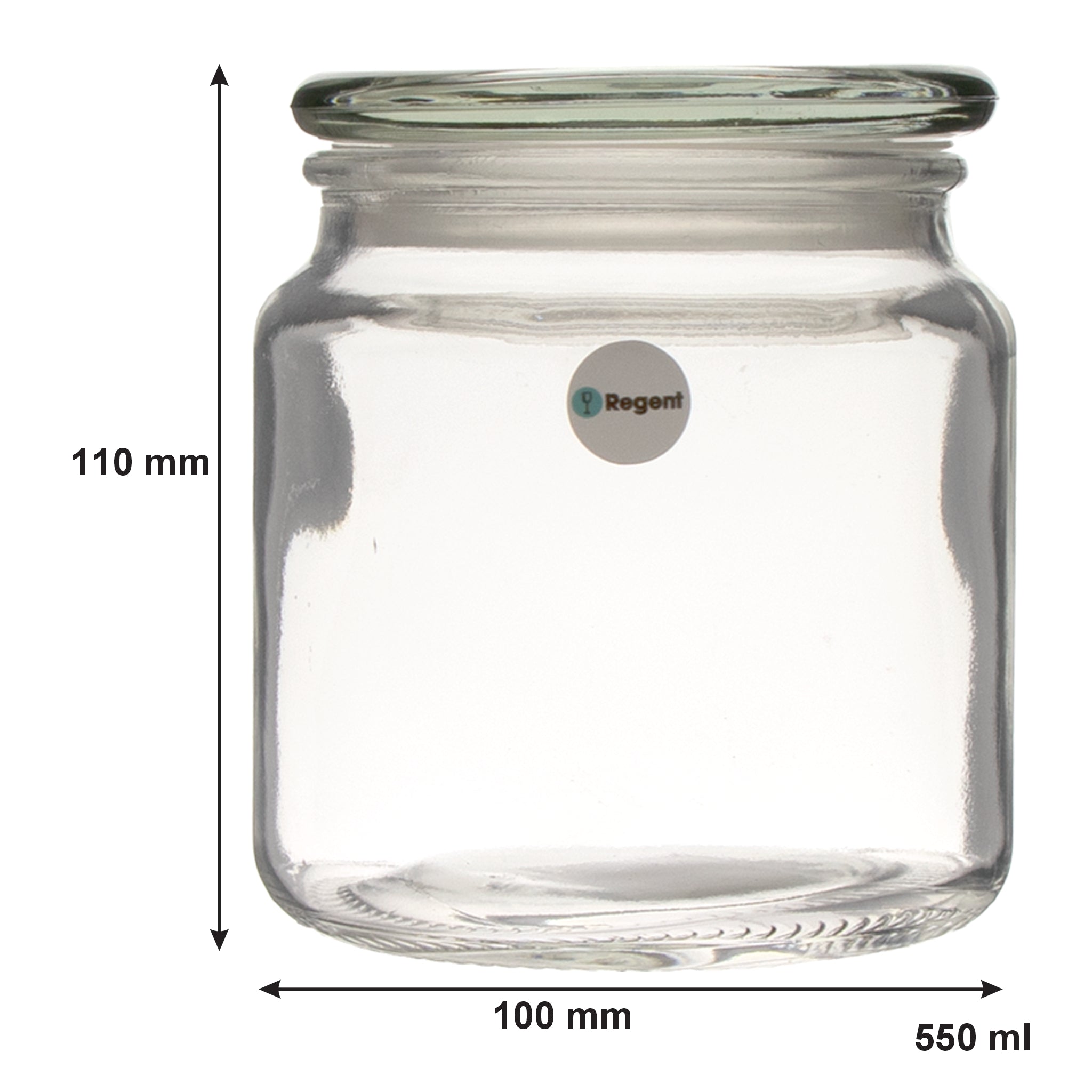 REGENT GLASS TEA, COFFEE AND SUGAR CANISTERS 3PK SET, 550ML
