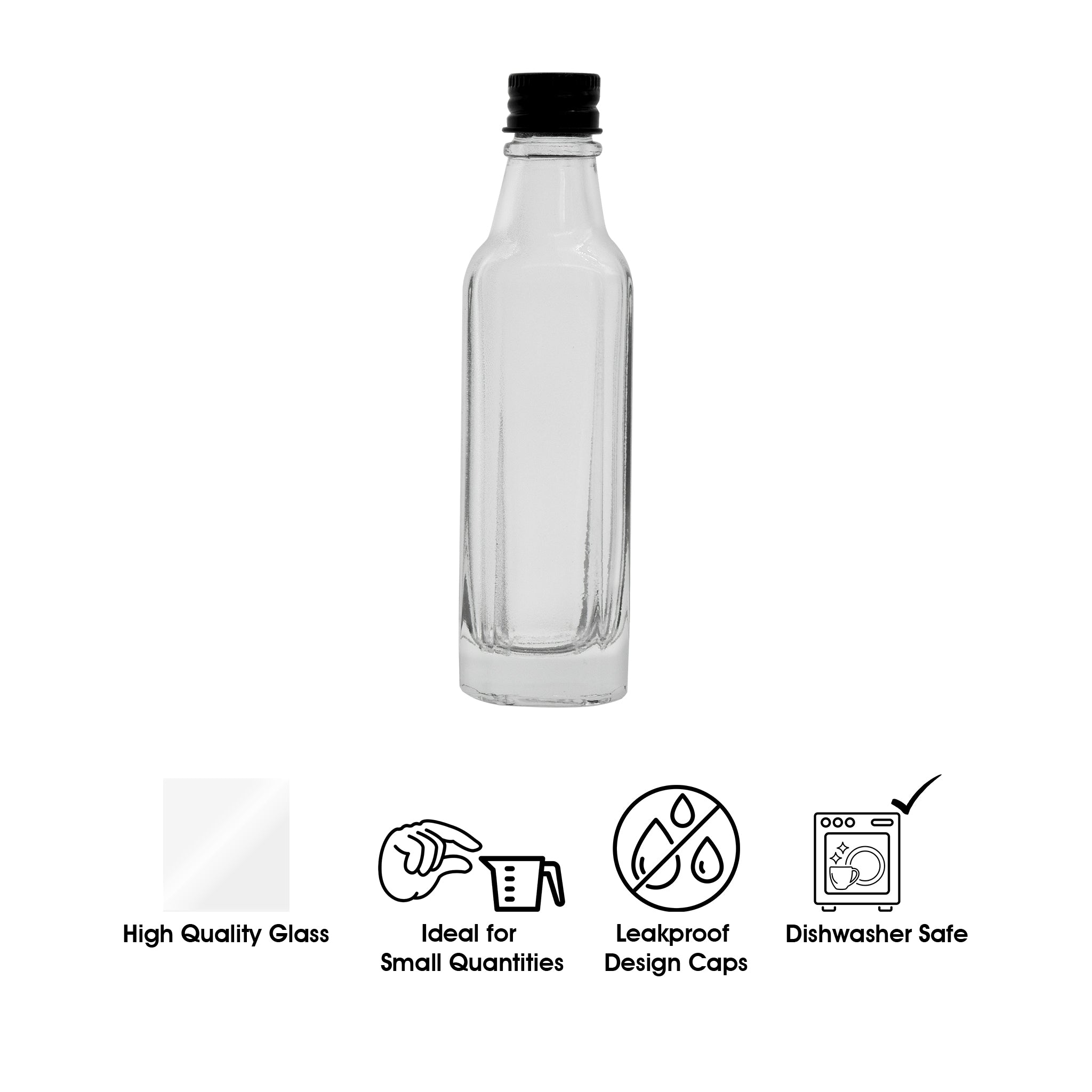 REGENT MINI GLASS BOTTLE WITH BLACK LID 6PK, 50ML