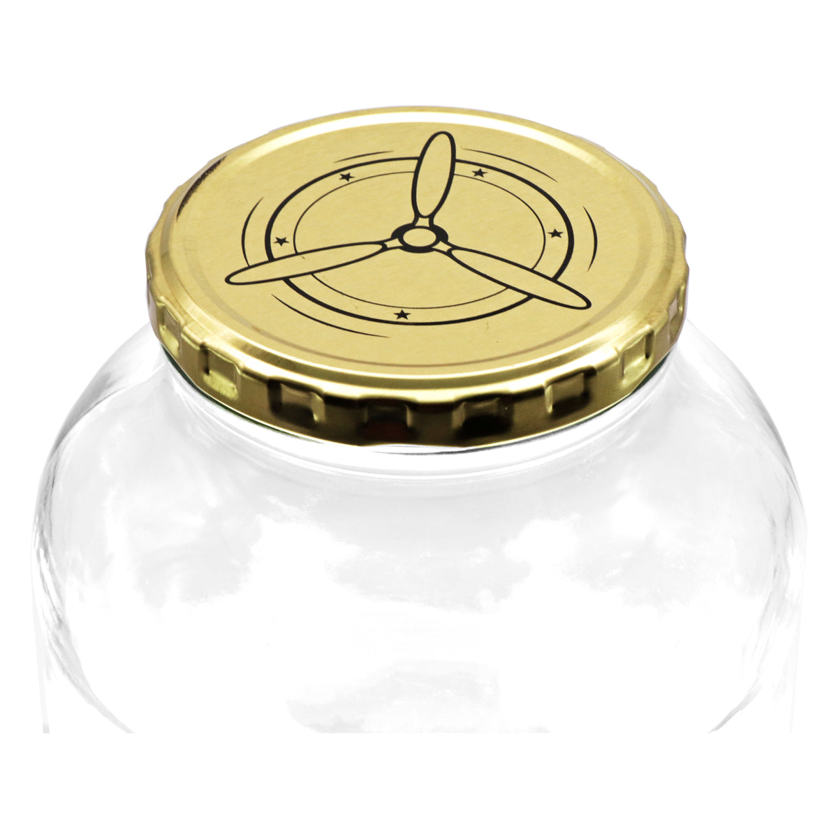 REGENT GLASS STORAGE JAR WITH GOLD LID LIFE IS A JOURNEY & AVIATORS CLUB 2PK, 2L