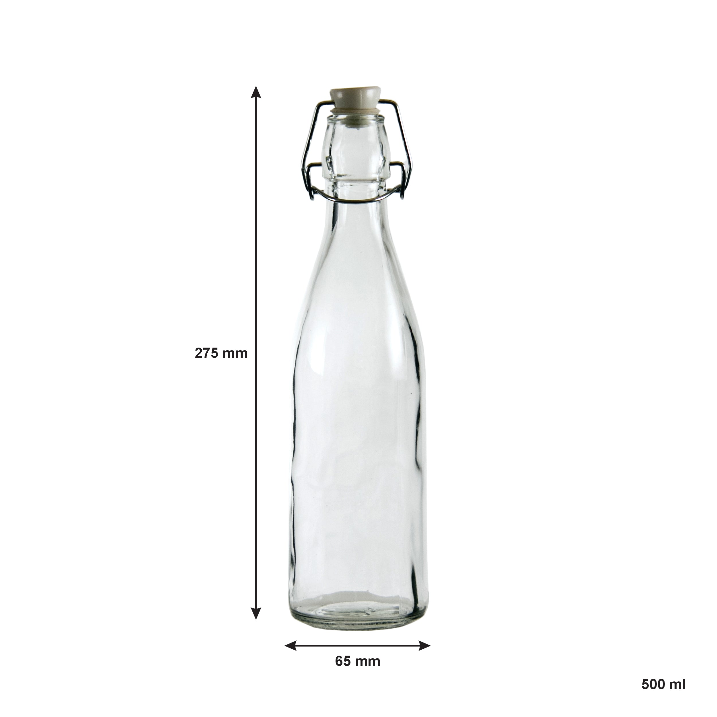 REGENT GLASS BOTTLES WITH WHITE CLIP TOP LIDS 6PK, 500ML