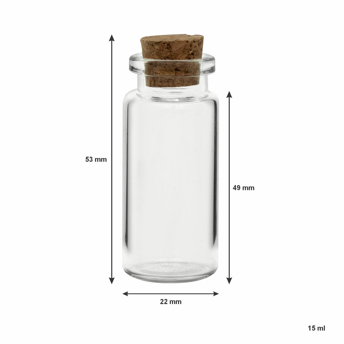 REGENT GLASS BOTTLES WITH CORK LIDS 12PK, 15ML