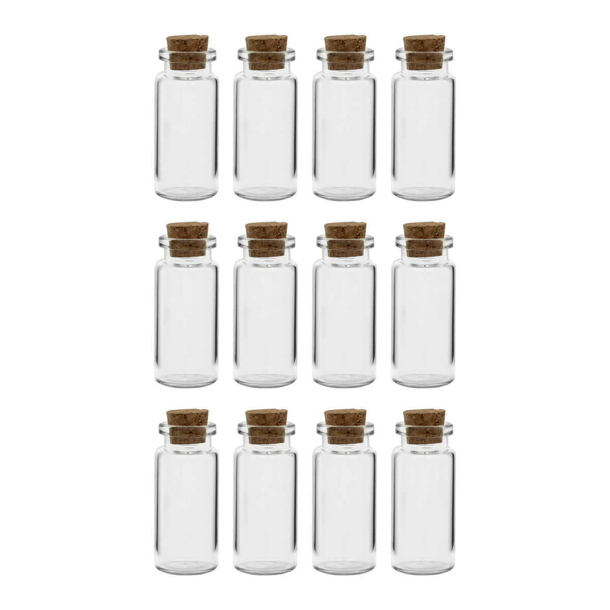 REGENT GLASS BOTTLES WITH CORK LIDS 12PK, 15ML