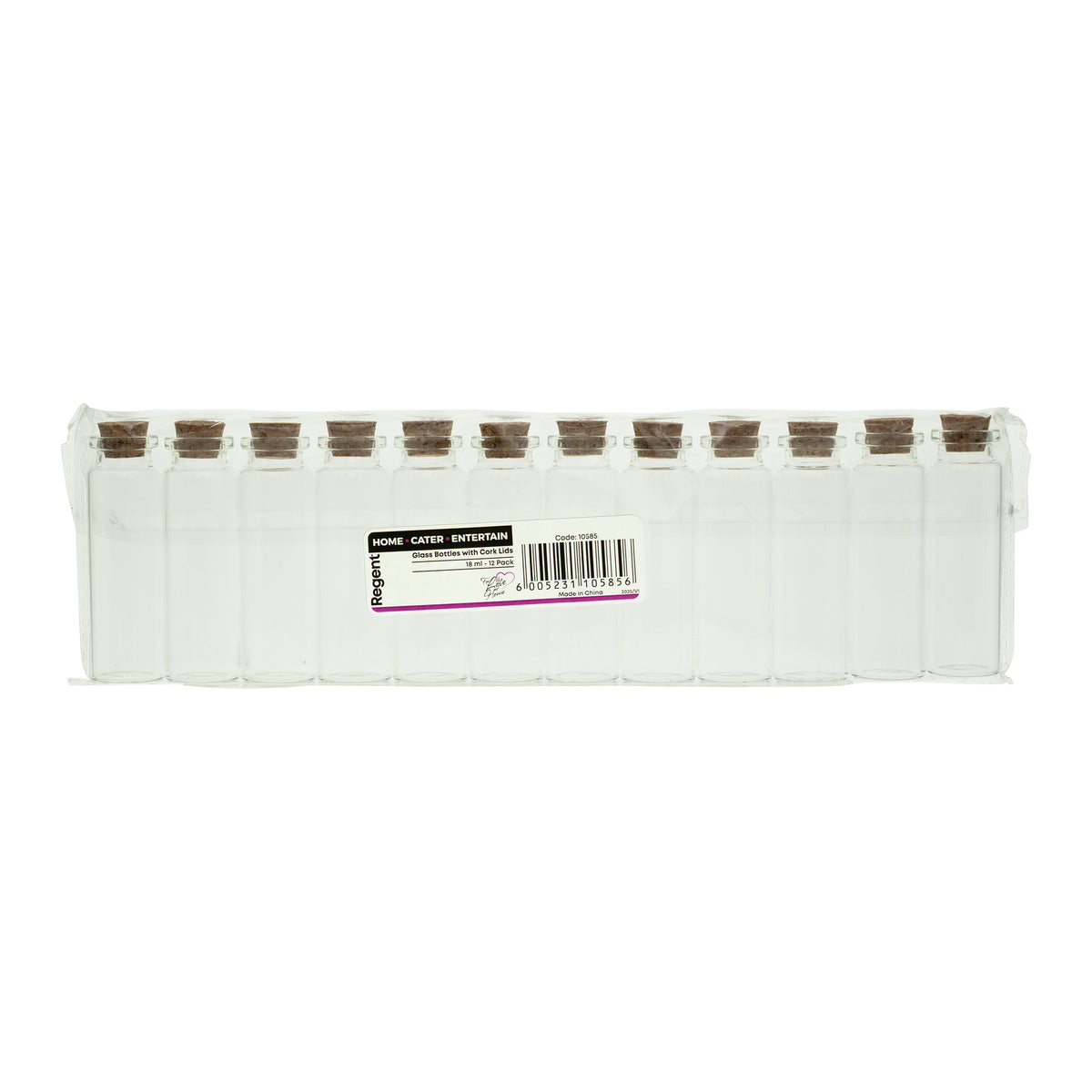 REGENT GLASS BOTTLES WITH CORK LIDS 12PK, 18ML