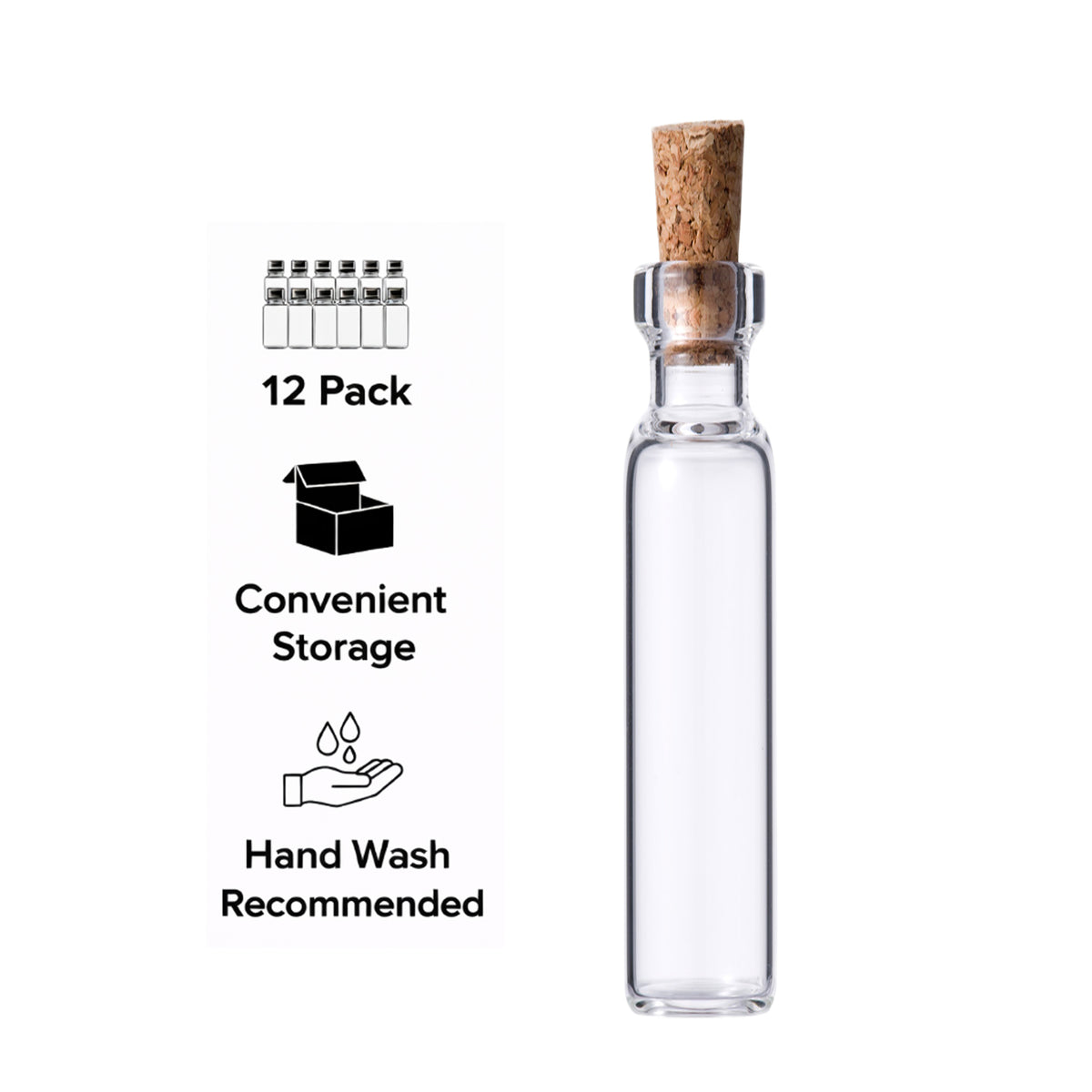 REGENT GLASS BOTTLES WITH CORK LIDS 12PK, 30ML