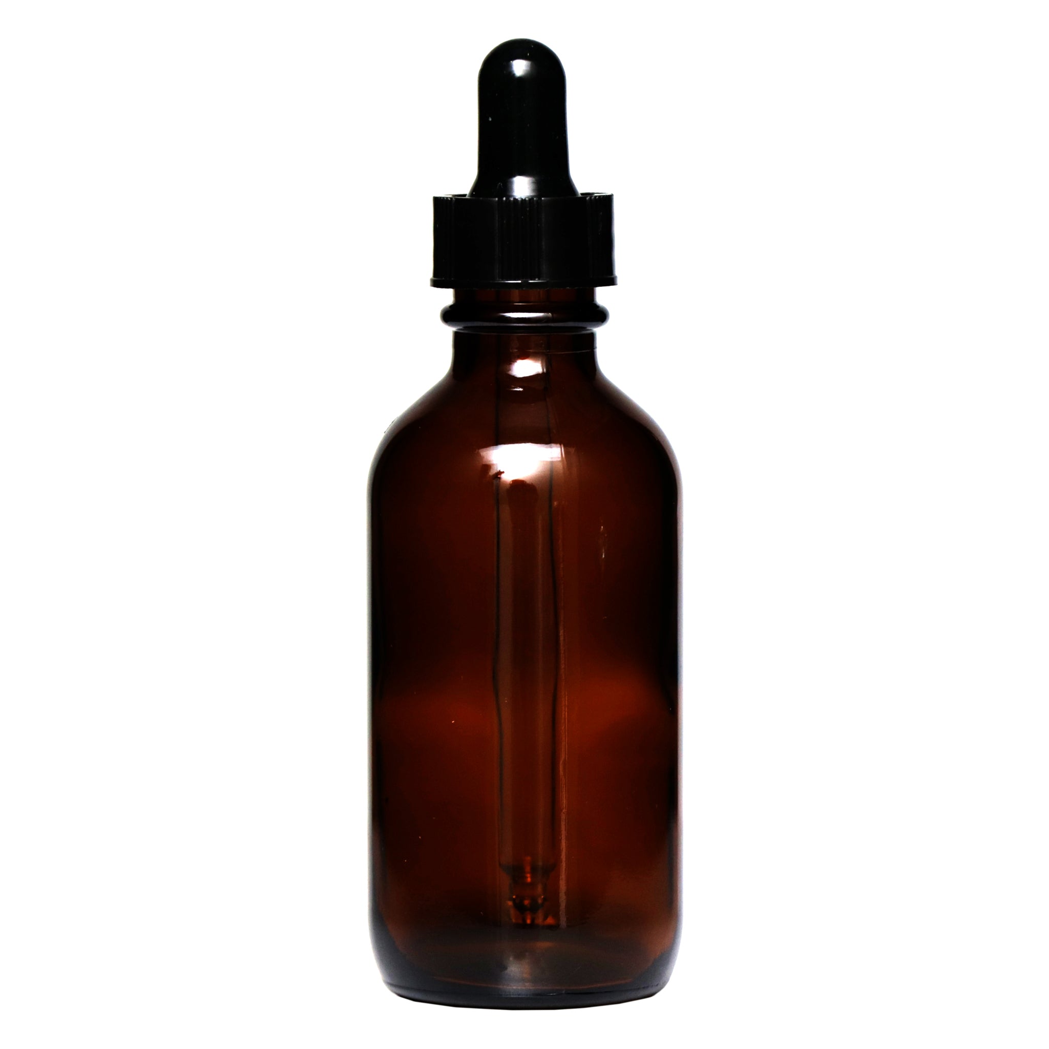 REGENT AMBER GLASS BOTTLES WITH BLACK PLASTIC DROPPER LIDS 4PK, 60ML