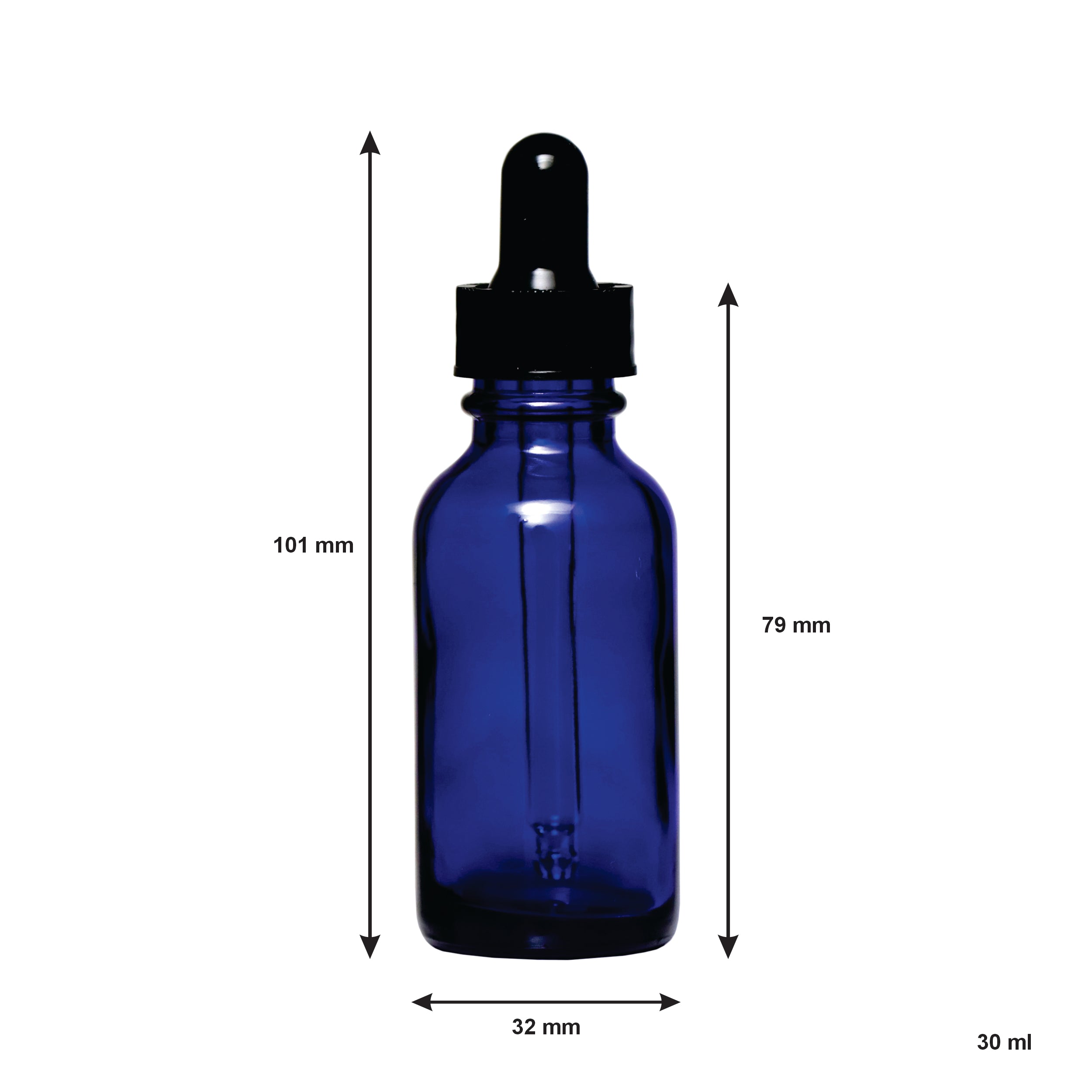 REGENT BLUE GLASS BOTTLES WITH DROPPER LIDS 4PK, 30ML