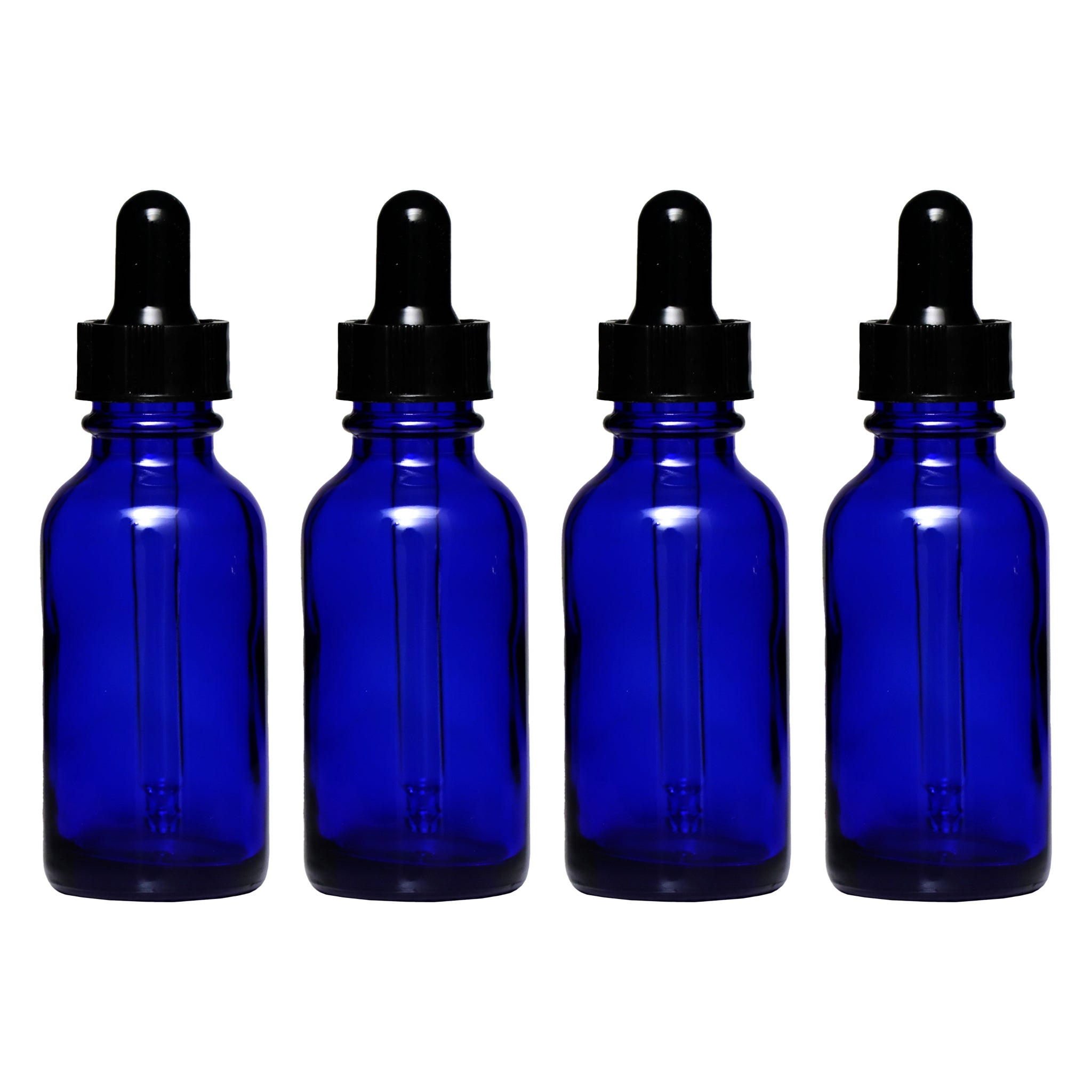 REGENT BLUE GLASS BOTTLES WITH DROPPER LIDS 4PK, 30ML
