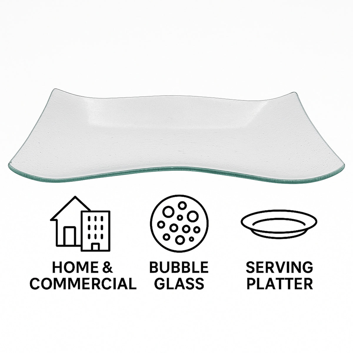 REGENT WAVY RECTANGULAR PLATTER BUBBLE GLASS - MEDIUM