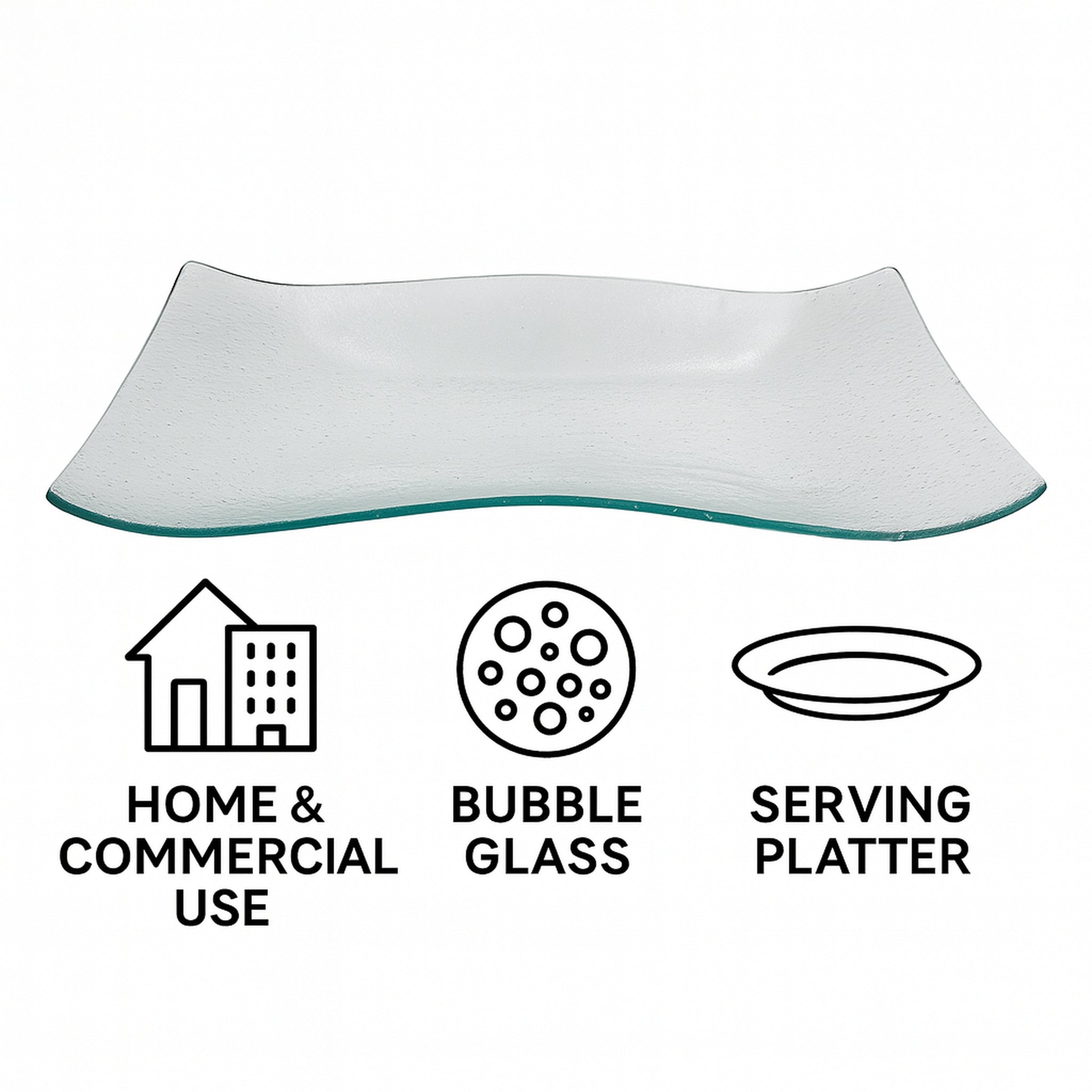 REGENT WAVY RECTANGULAR PLATTER BUBBLE GLASS - LARGE