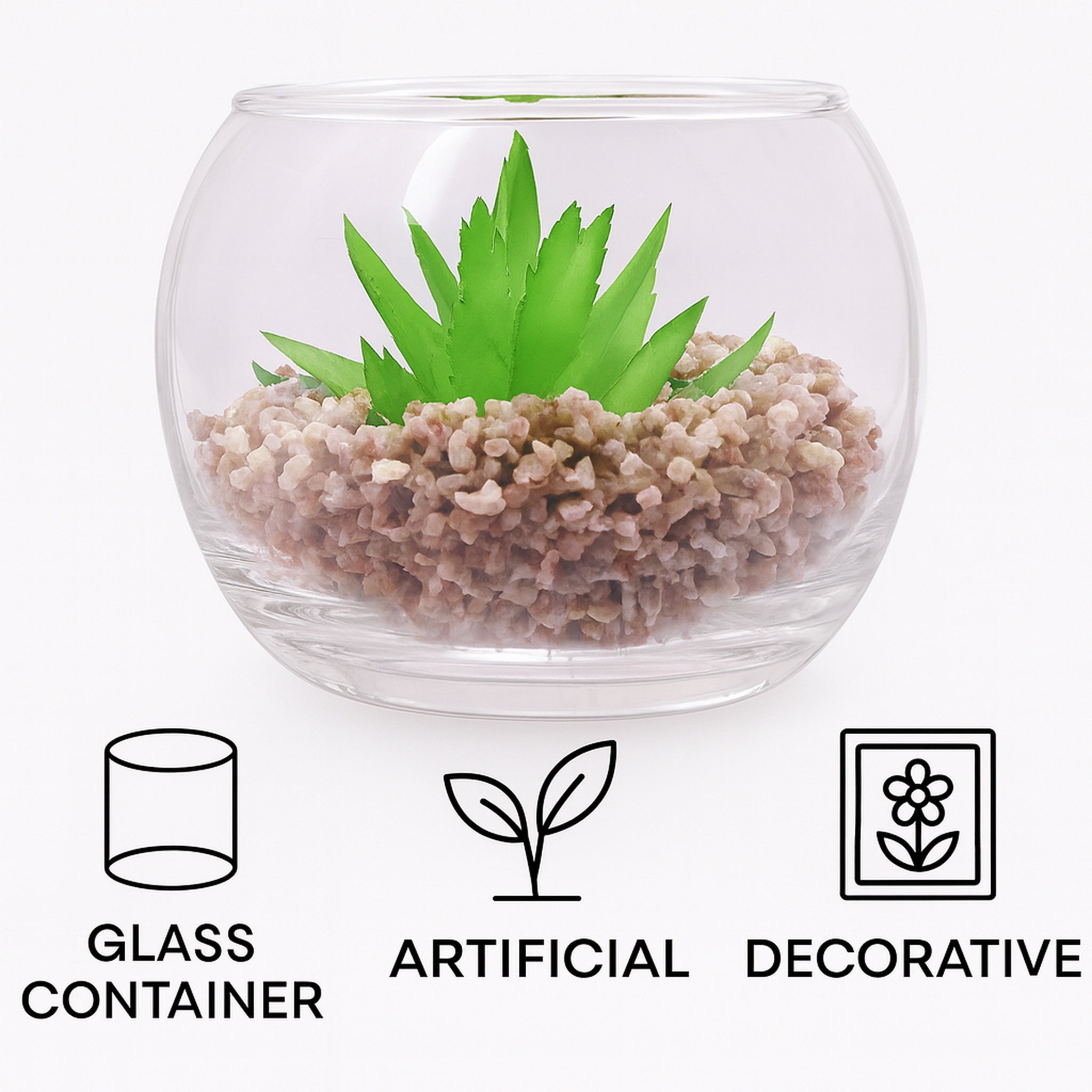 REGENT ARTIFICIAL SUCCULENT IN A CLEAR GLASS BOWL - SMALL