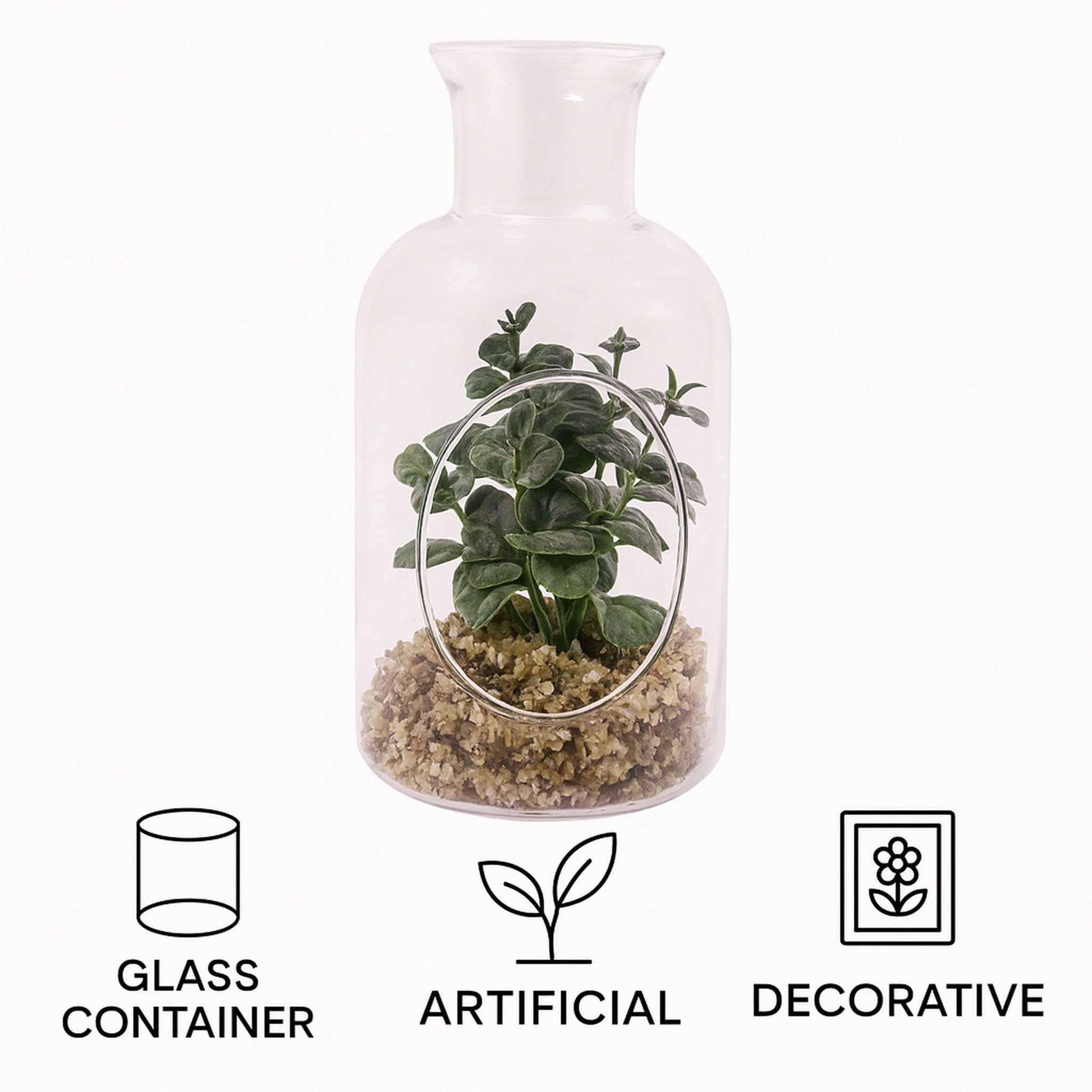 REGENT ARTIFICIAL SUCCULENT IN A CLEAR GLASS BOTTLE