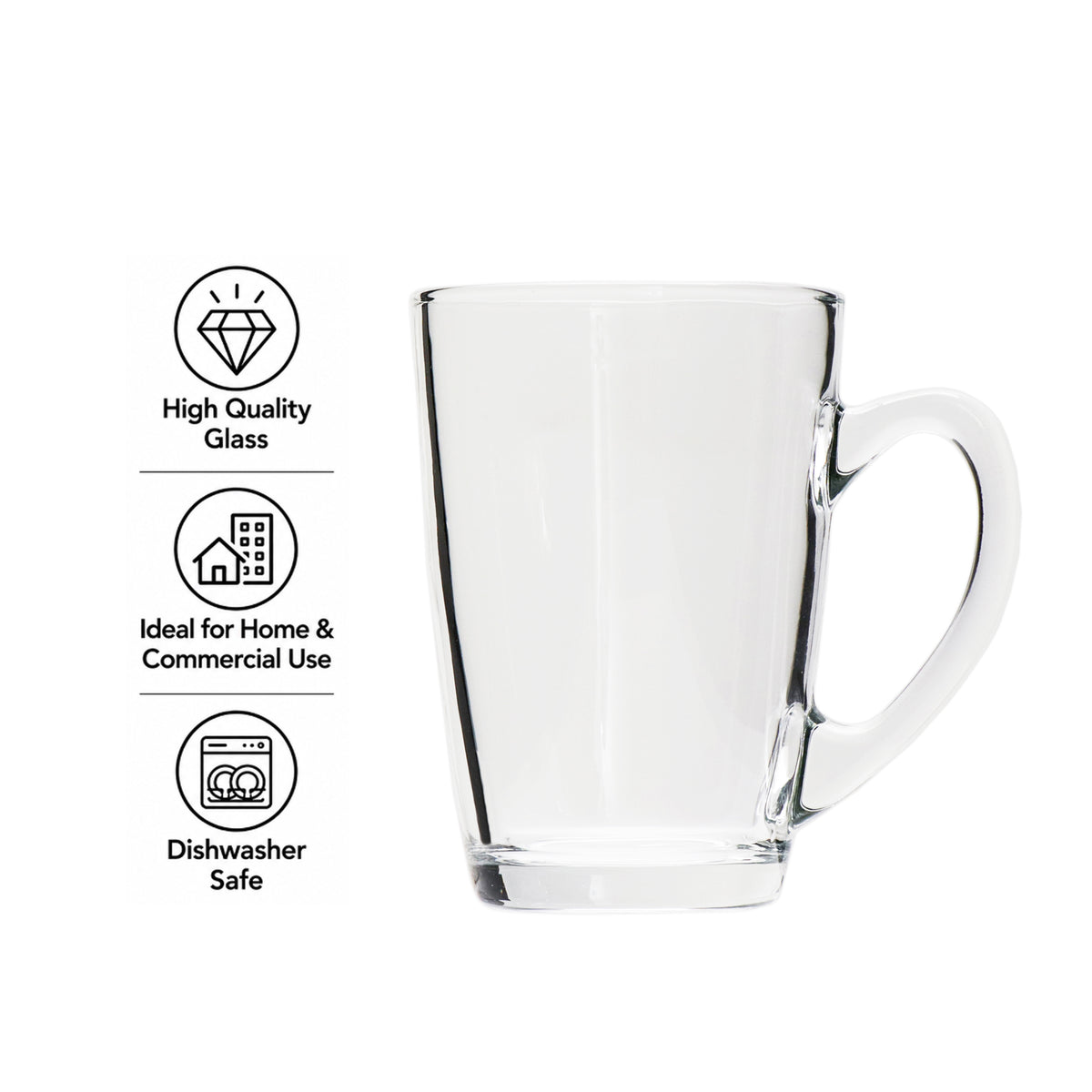 REGENT BULLET SHAPE GLASS MUG, 225ML