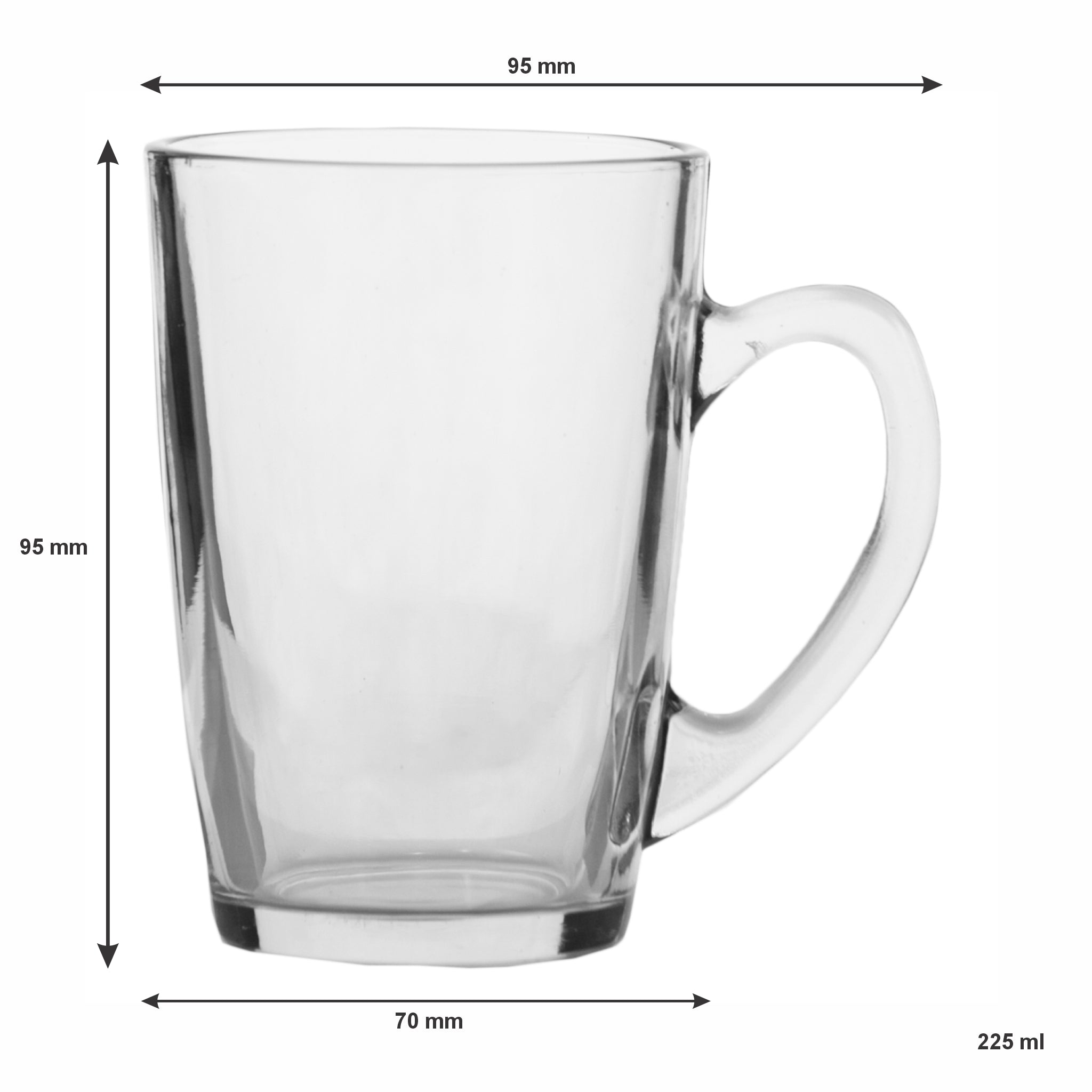 REGENT BULLET SHAPE GLASS MUG, 225ML