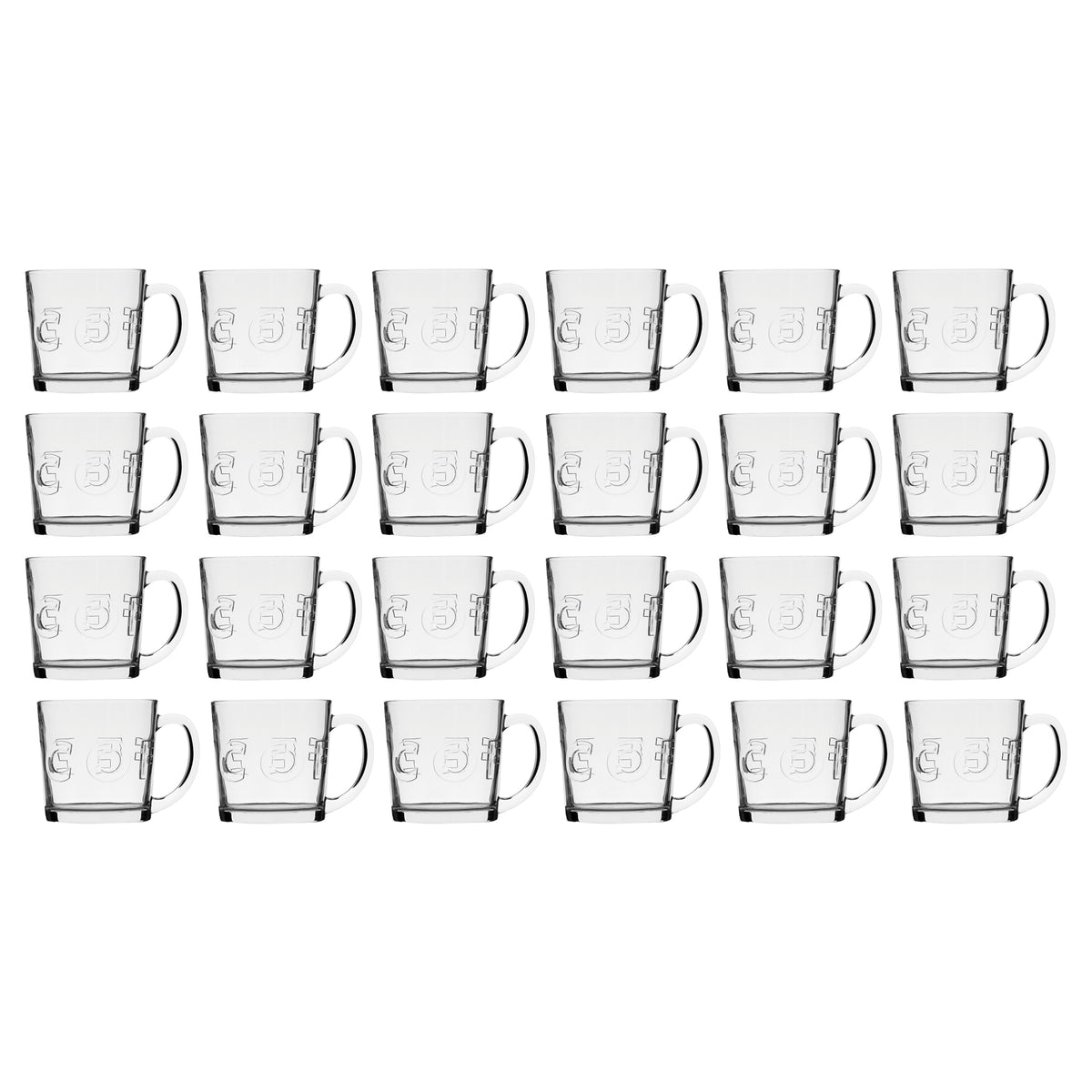 REGENT `COFFEE` EMBOSSED GLASS MUG, 380ML