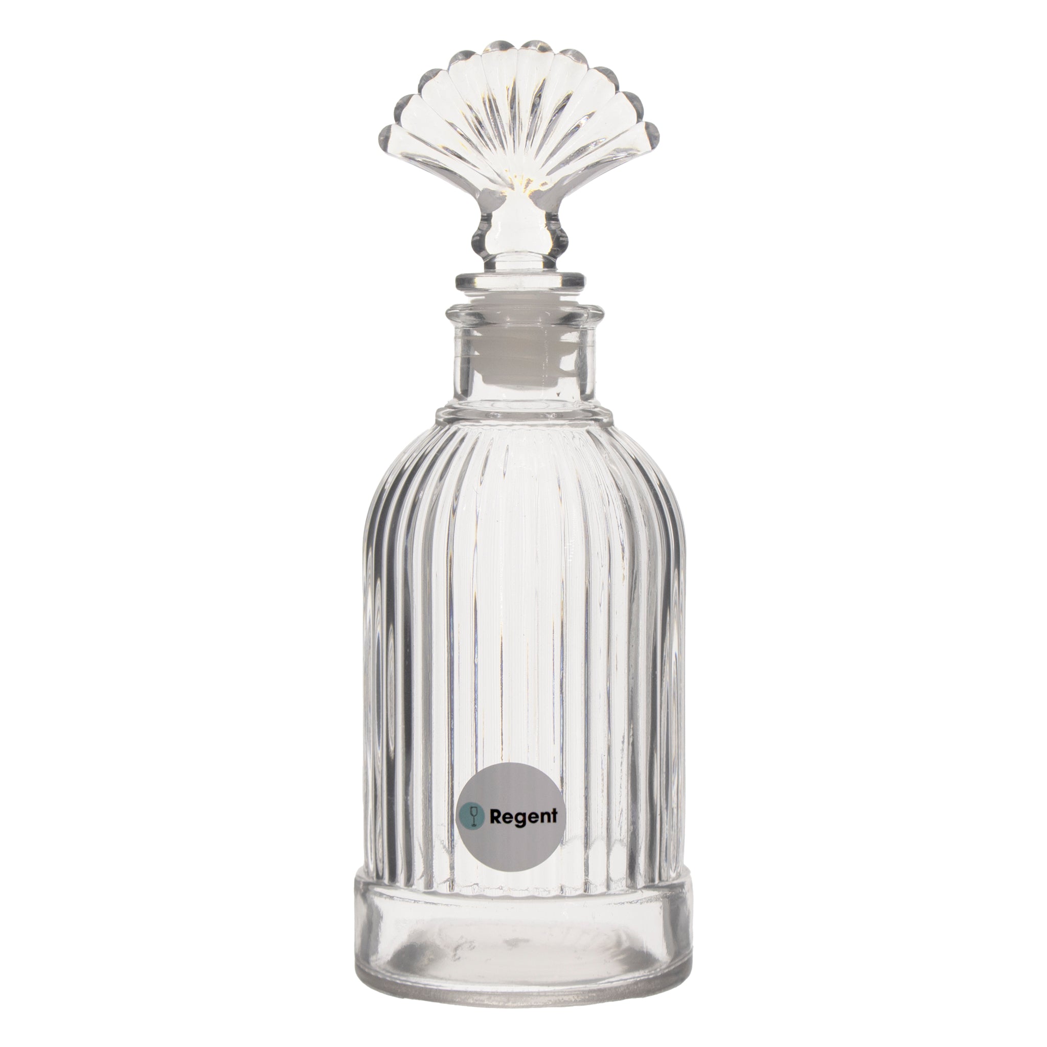 REGENT GLASS PERFUME RIBBED BOTTLE WITH SHELL STOPPER, 200ML
