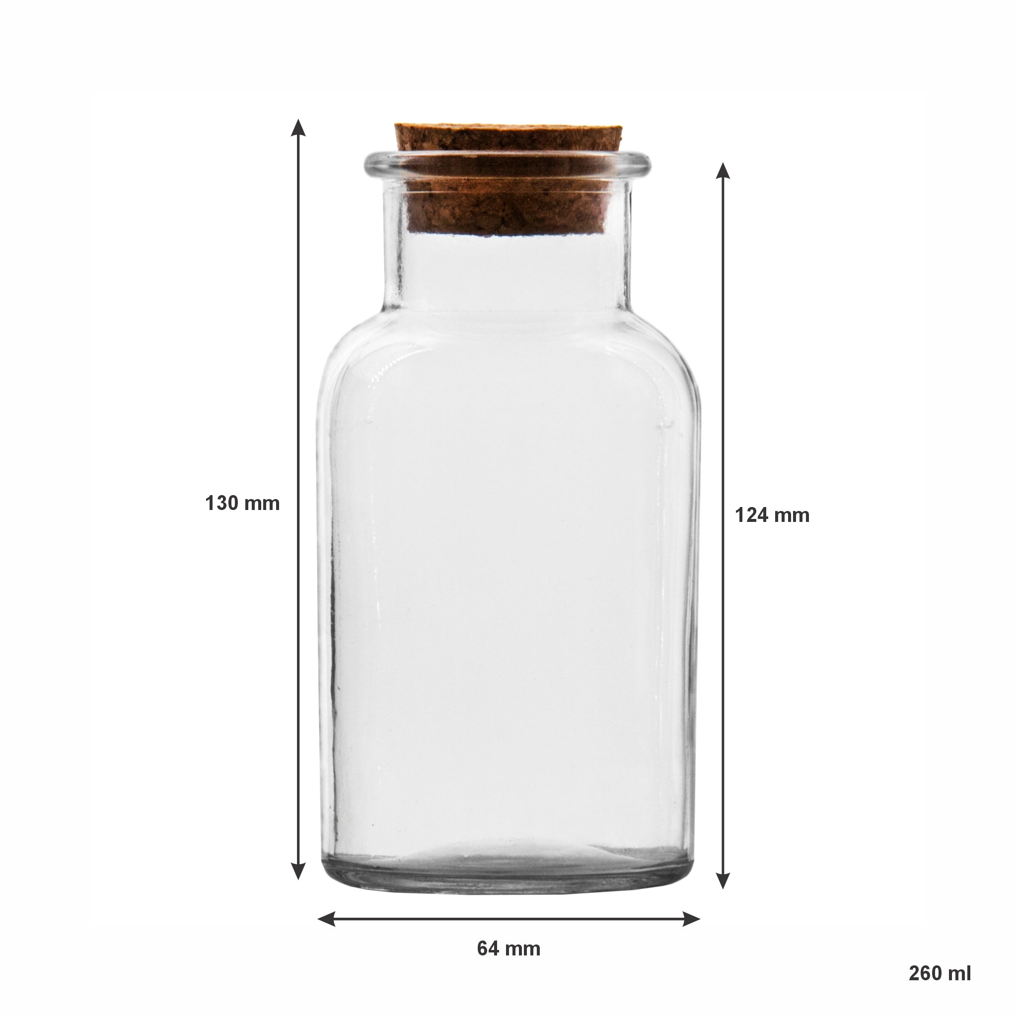 REGENT GLASS BOTTLE WITH CORK LID, 260ML