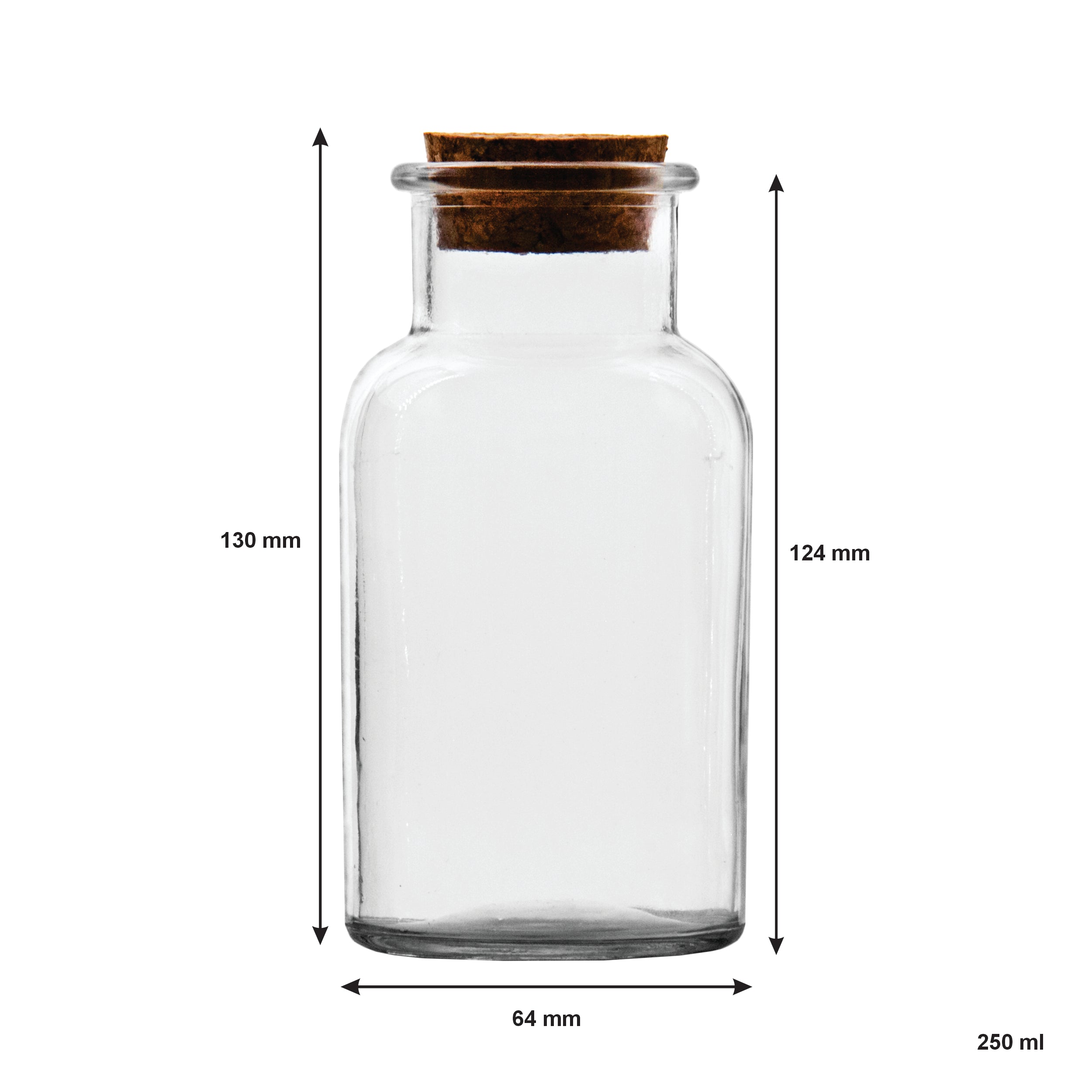 REGENT GLASS BOTTLE WITH CORK LID, 260ML