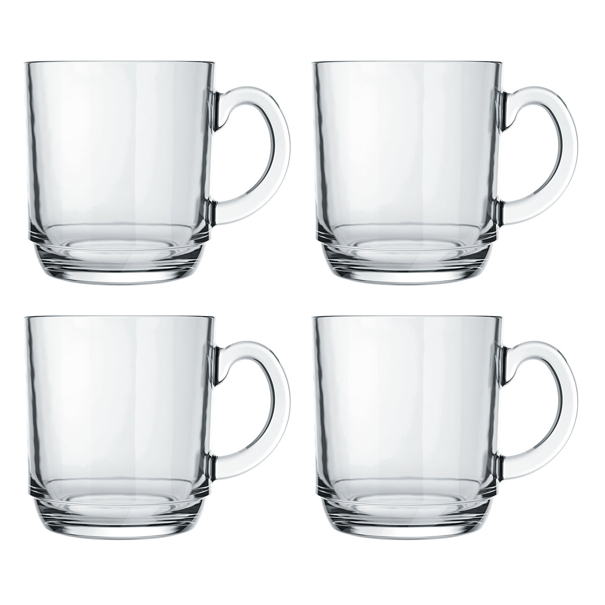 REGENT STACKABLE GLASS COFFEE MUGS 4PK, 300ML