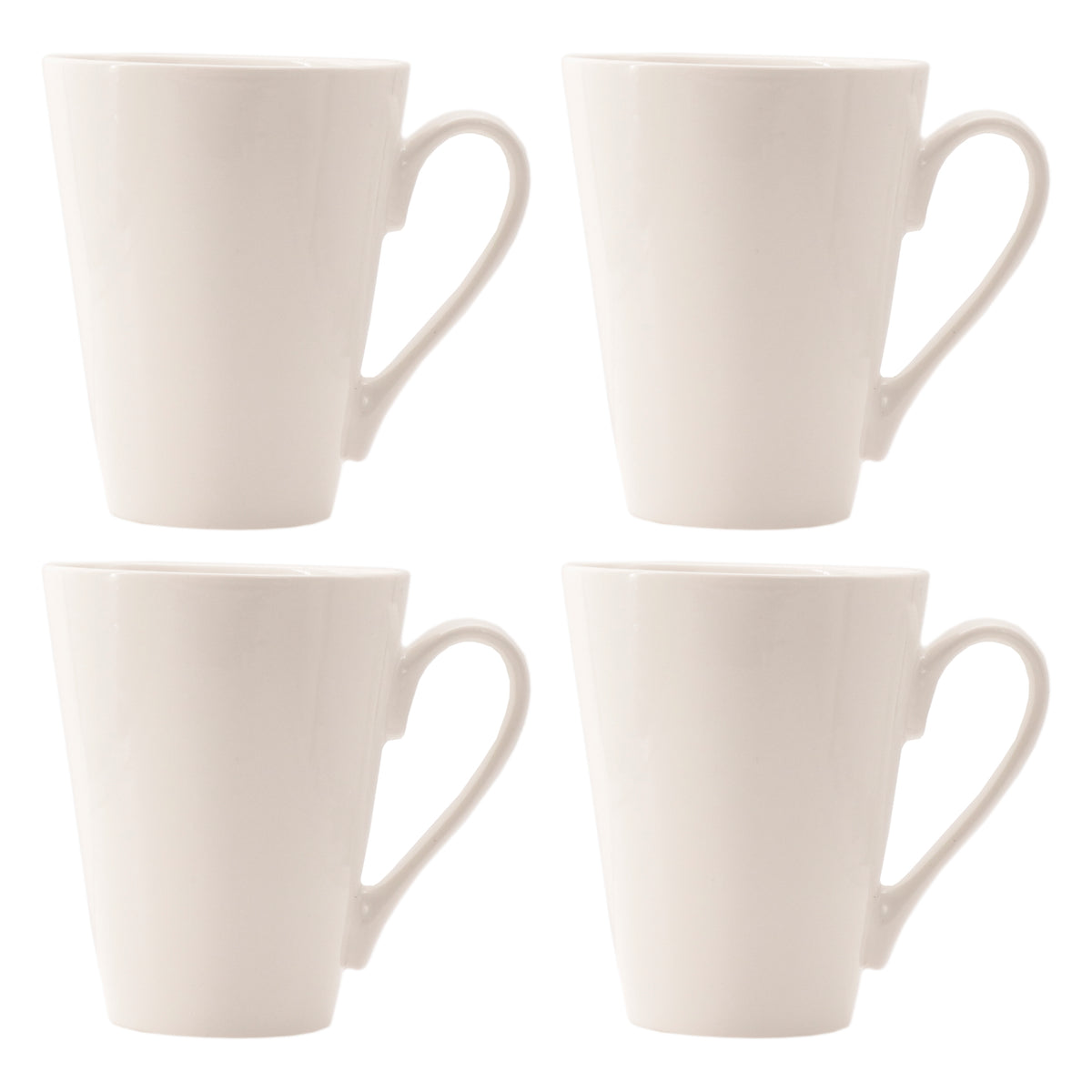 REGENT WHITE V-SHAPE COFFEE MUGS 4PK, 320ML