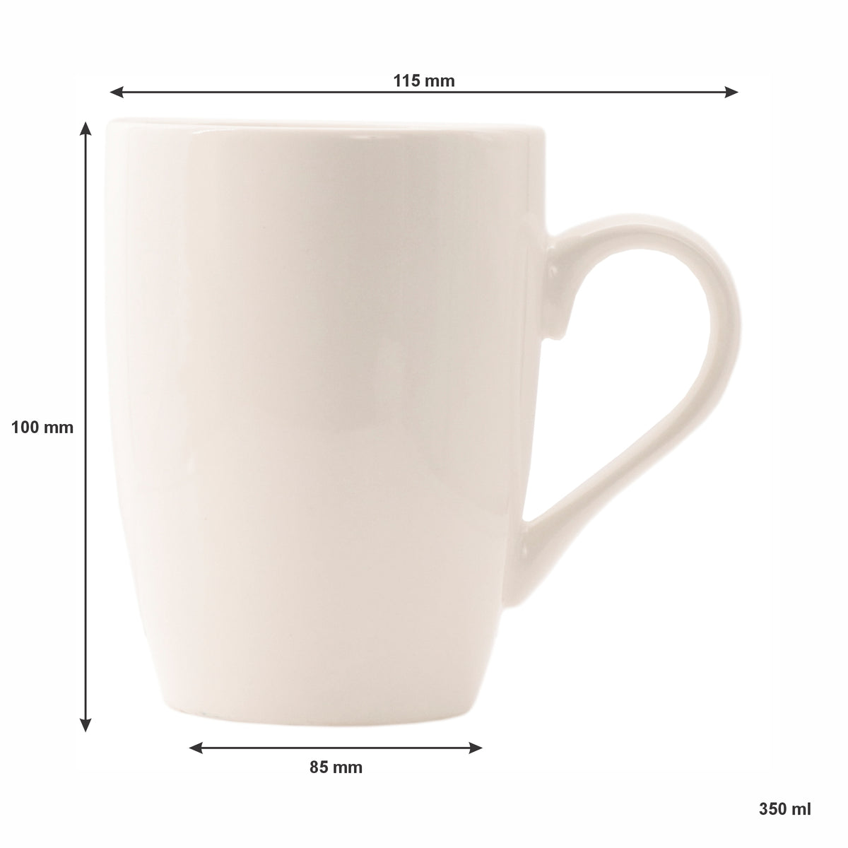 REGENT WHITE BULLET SHAPE COFFEE MUGS 4PK, 370ML