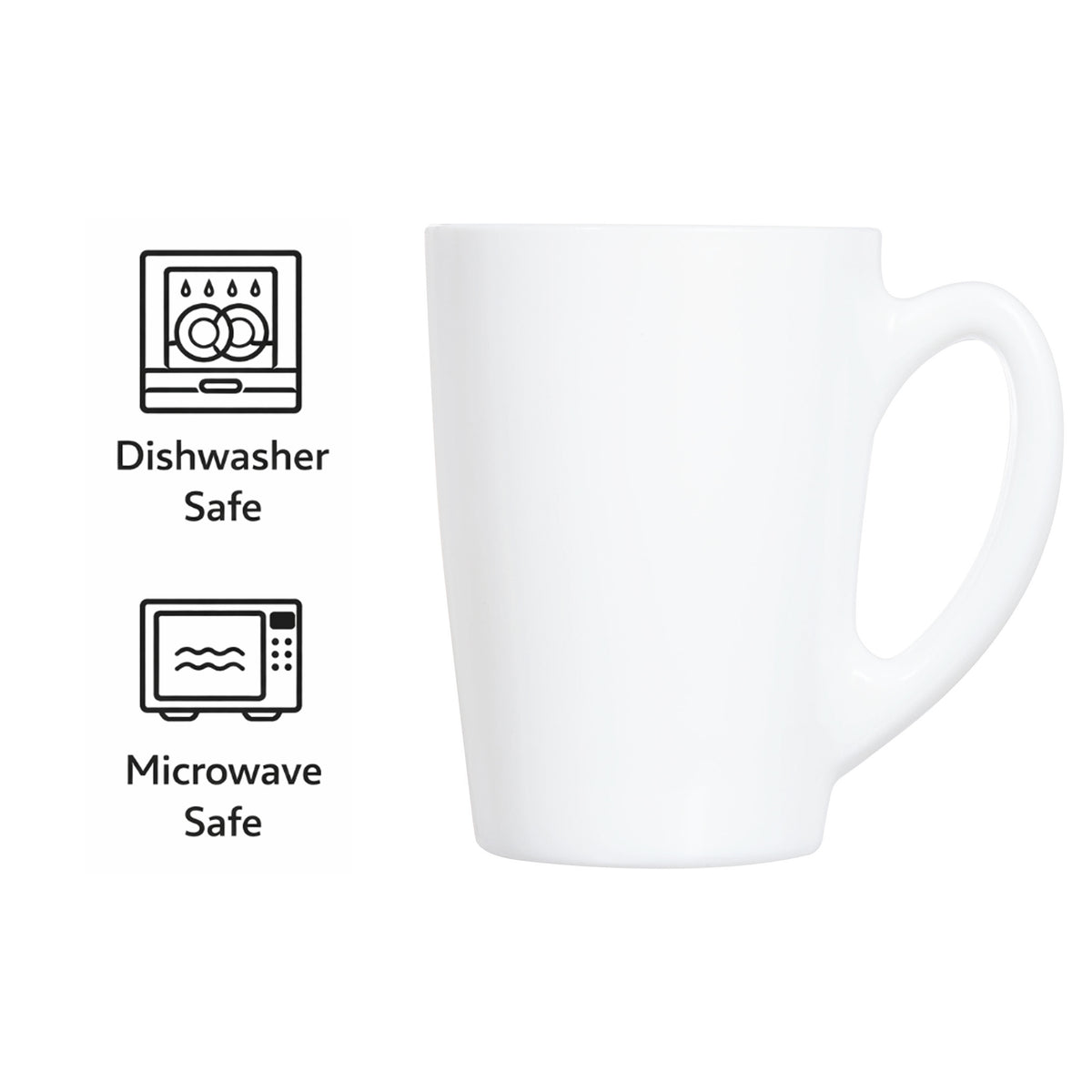 LUMINARC WHITE OPAL GLASS BULLET SHAPE COFFEE MUGS 4PK, 320ML