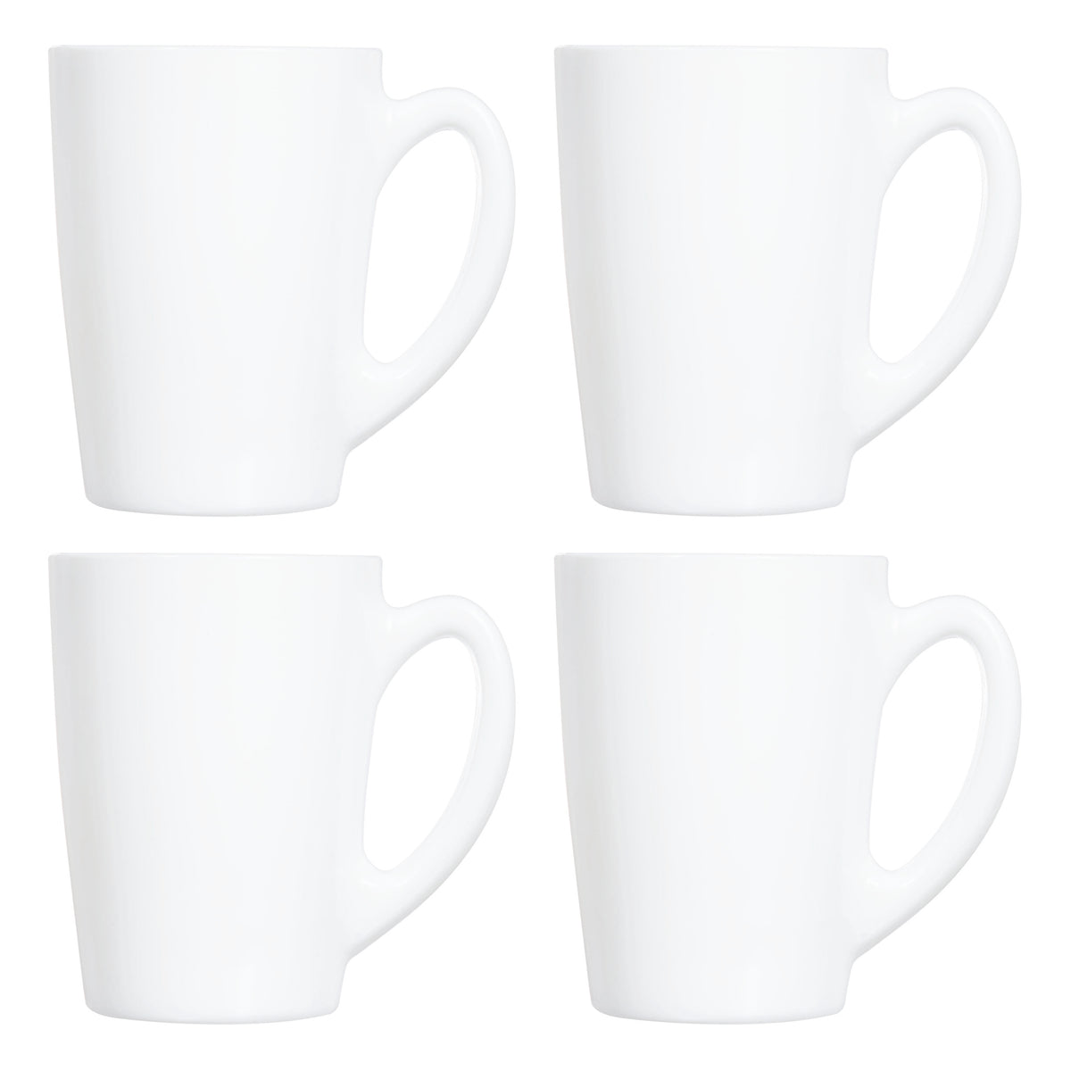 LUMINARC WHITE OPAL GLASS BULLET SHAPE COFFEE MUGS 4PK, 320ML
