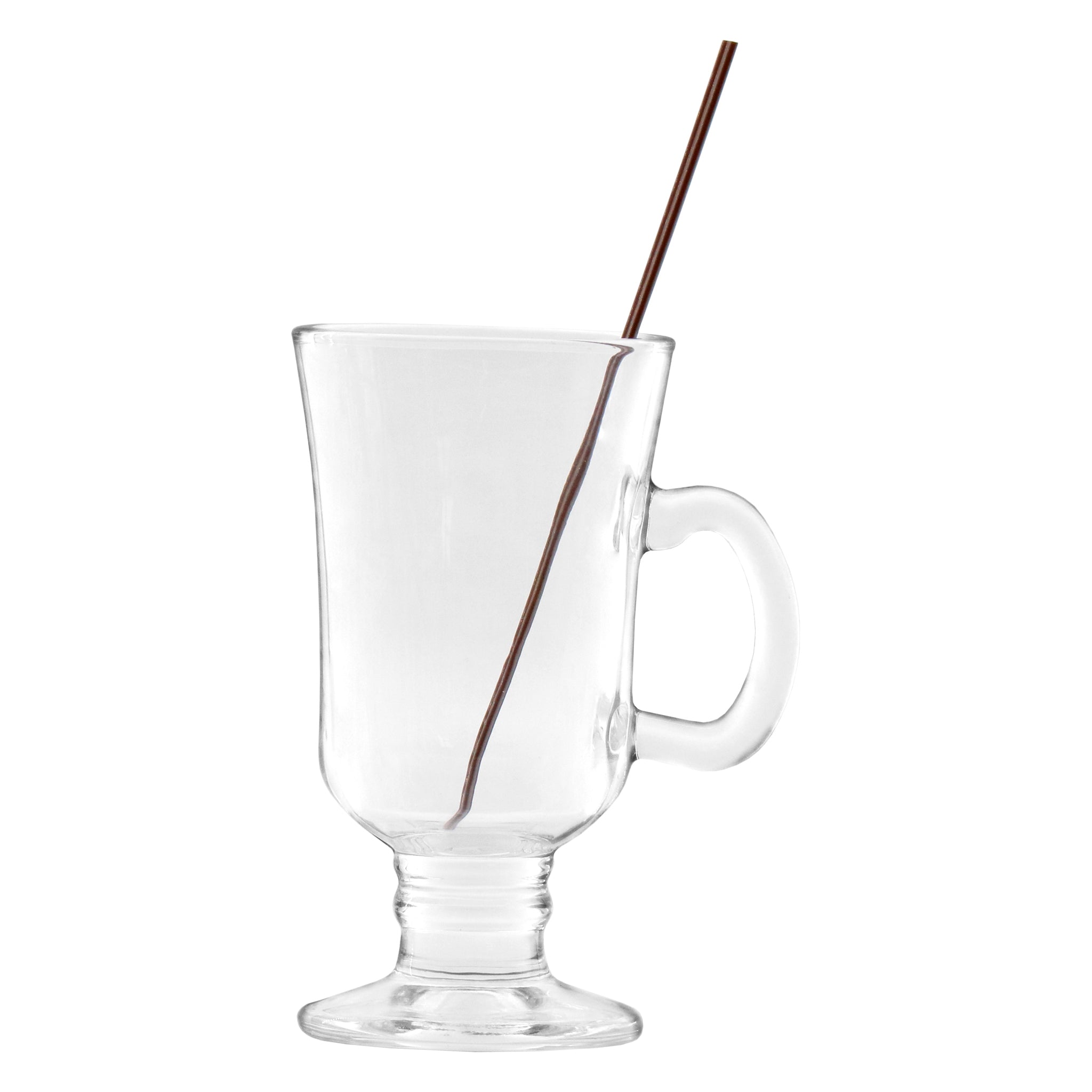 REGENT GLASS FOOTED MUGS WITH HANDLES 4PK, 240ML