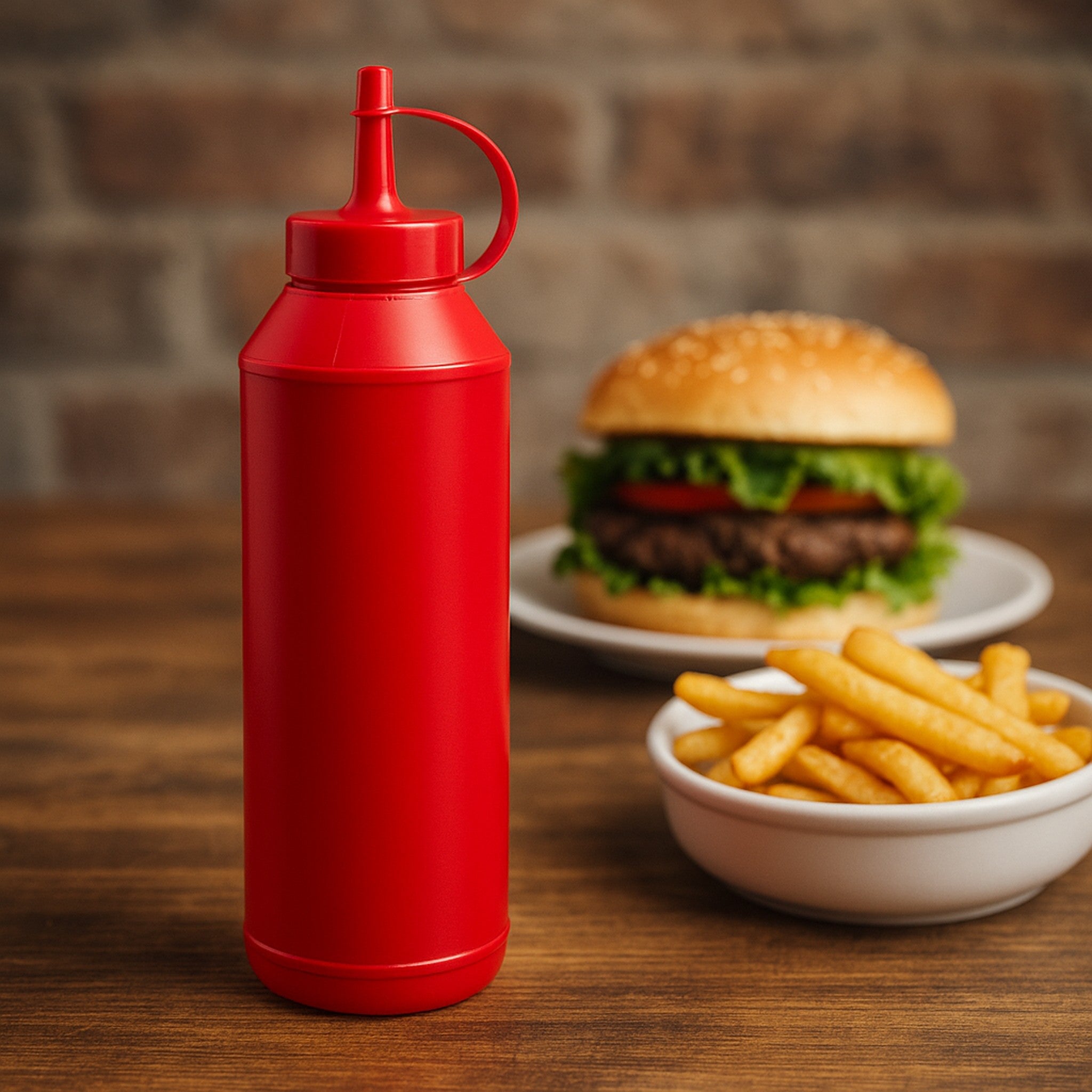 REGENT ROUND PLASTIC SAUCE BOTTLE RED 6PK, 500ML
