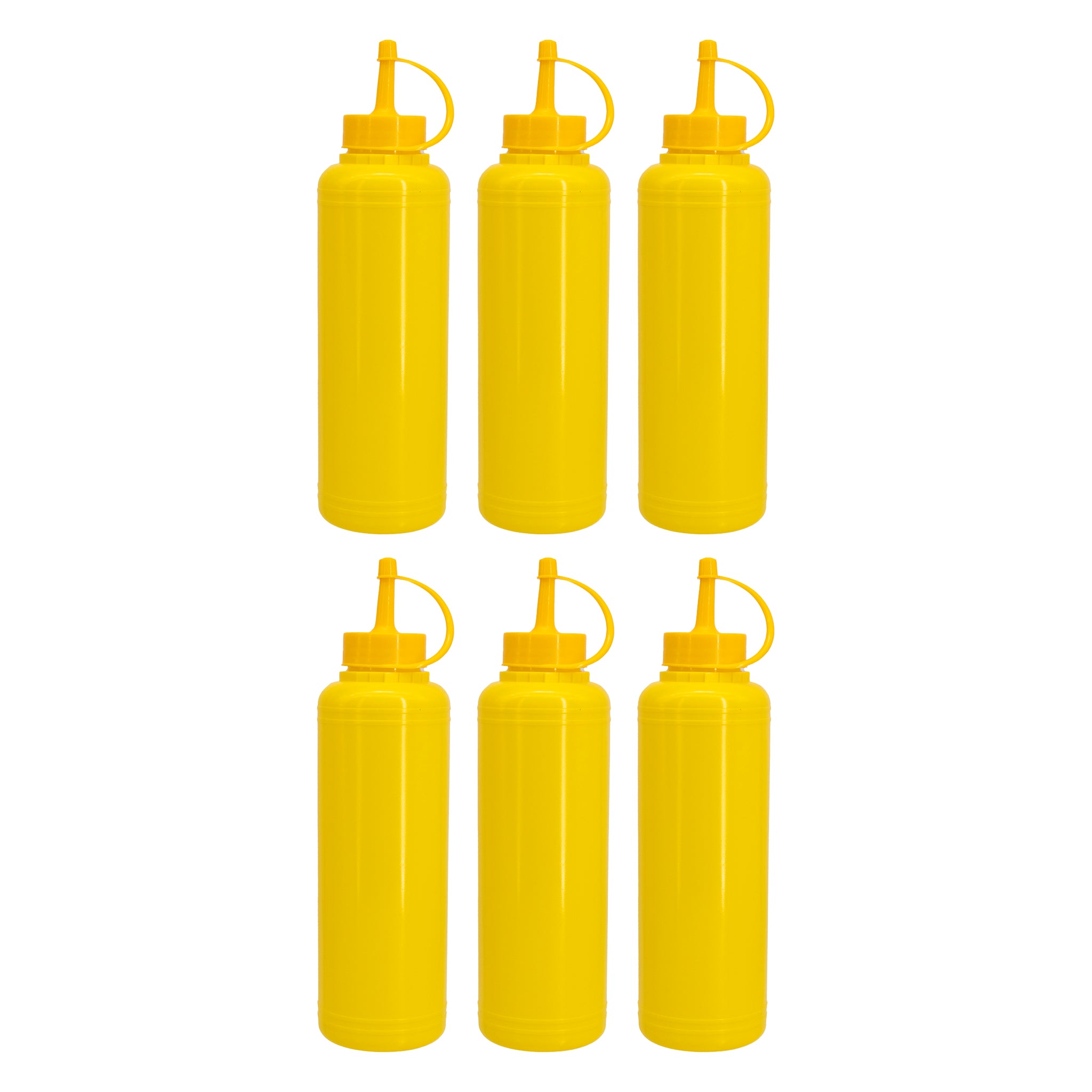 REGENT ROUND PLASTIC SAUCE BOTTLE YELLOW 6PK, 500ML