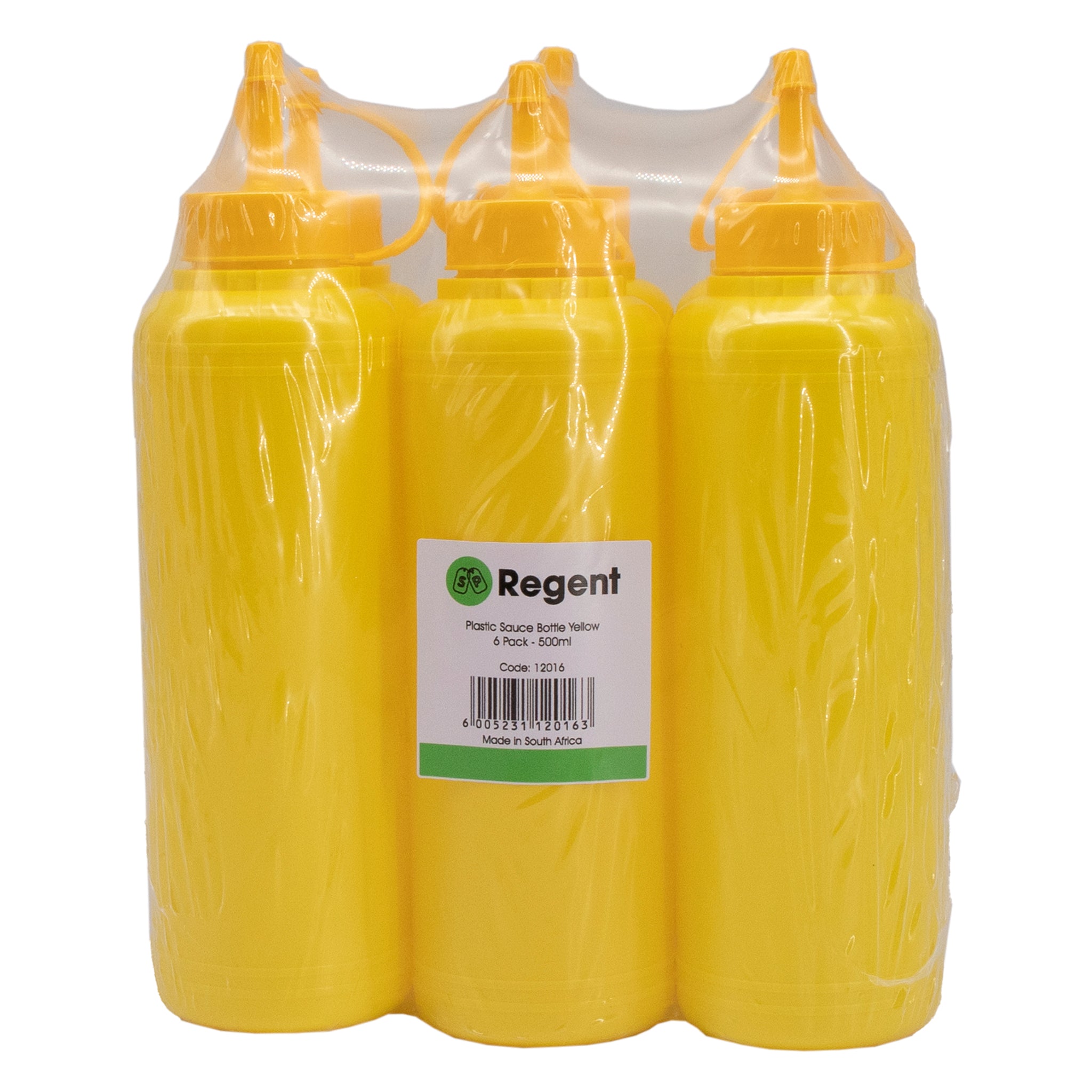 REGENT ROUND PLASTIC SAUCE BOTTLE YELLOW 6PK, 500ML