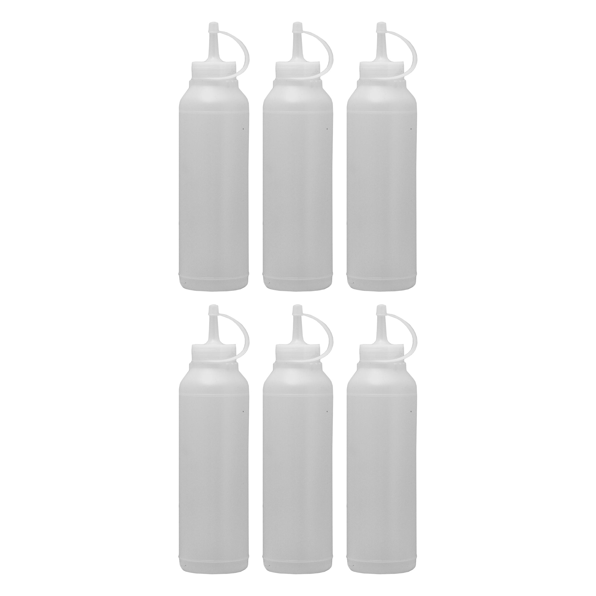 REGENT ROUND PLASTIC SAUCE BOTTLE WHITE 6PK, 500ML