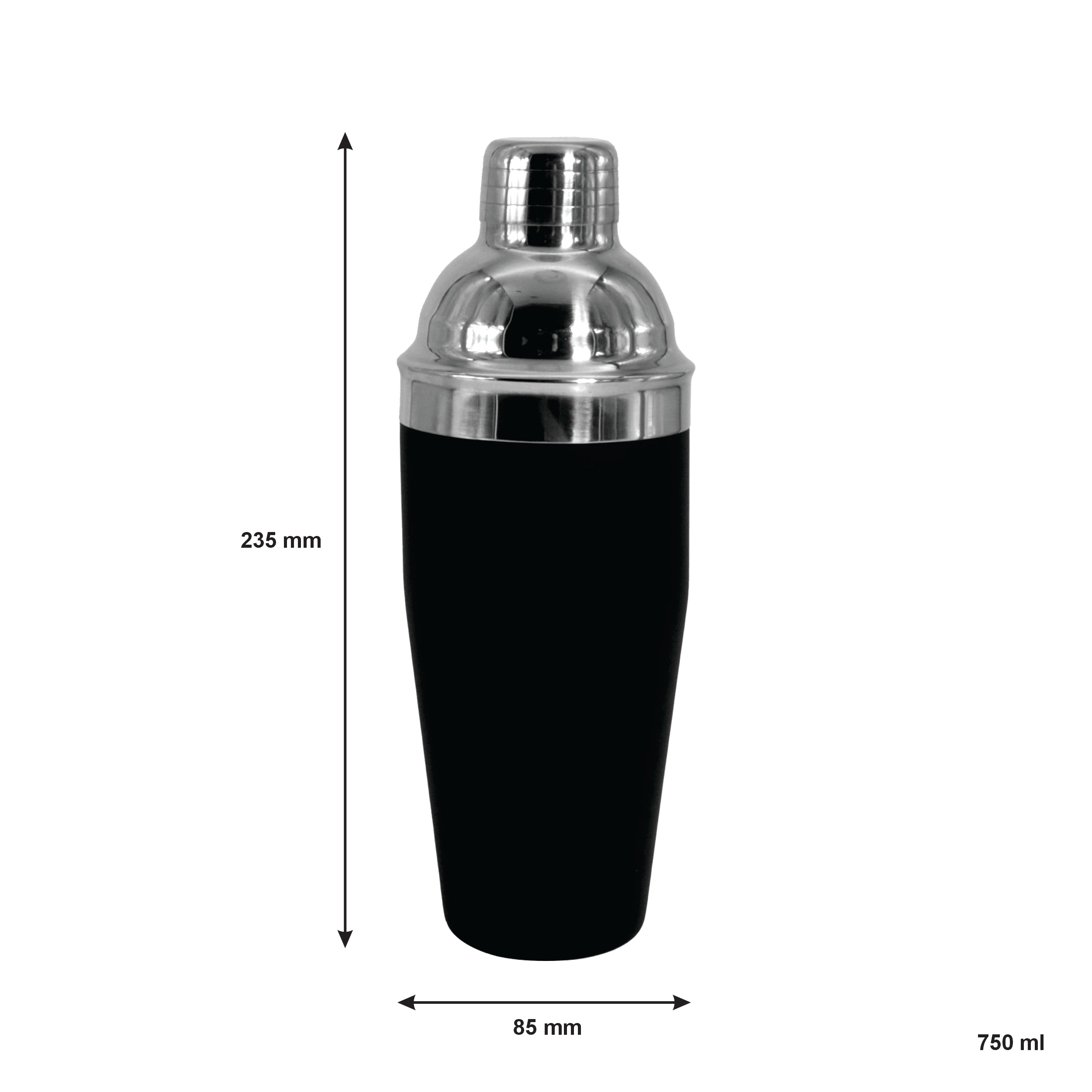 BAR BUTLER COCKTAIL SHAKER SOFT TOUCH FINISH BLACK, 750ML