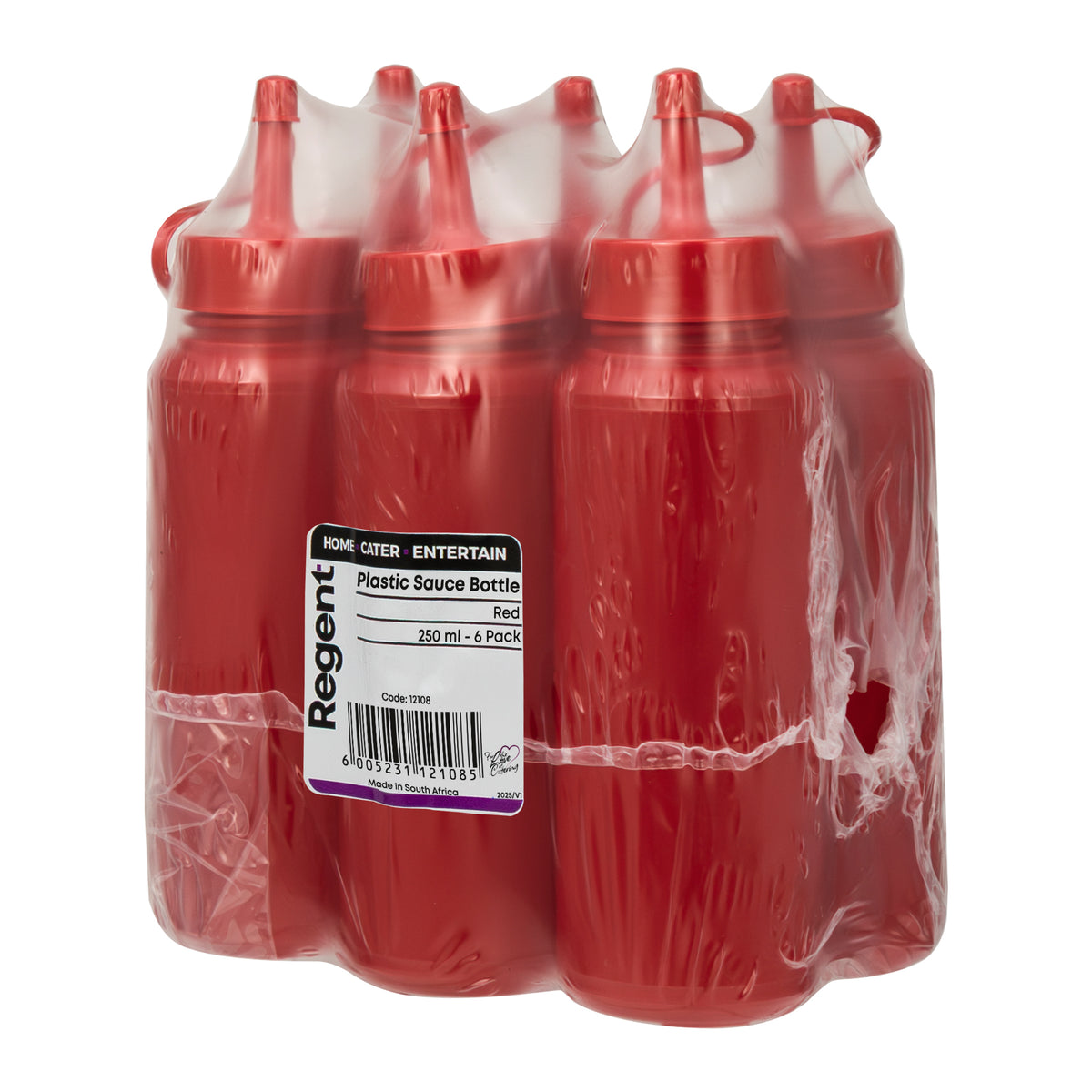 REGENT ROUND PLASTIC SAUCE BOTTLE RED 6PK, 250ML
