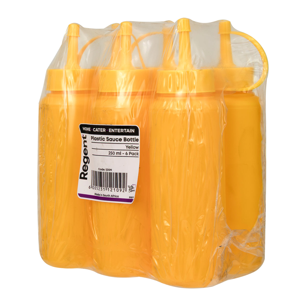 REGENT ROUND PLASTIC SAUCE BOTTLE YELLOW 6PK, 250ML