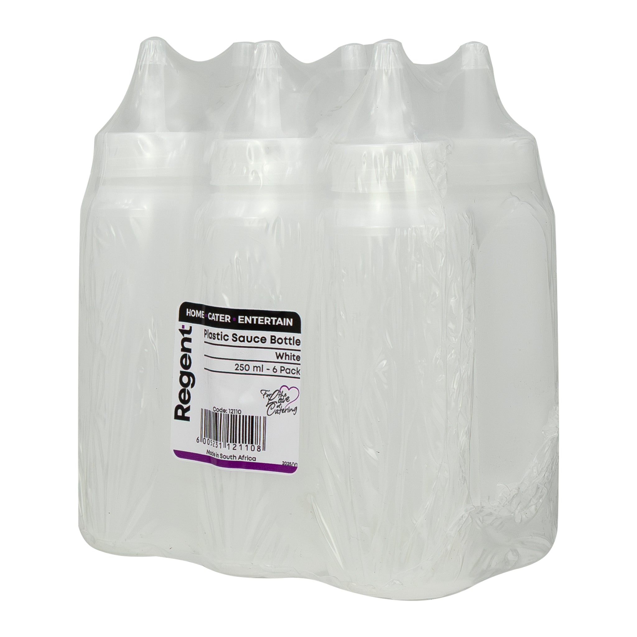 REGENT ROUND PLASTIC SAUCE BOTTLE WHITE 6PK, 250ML