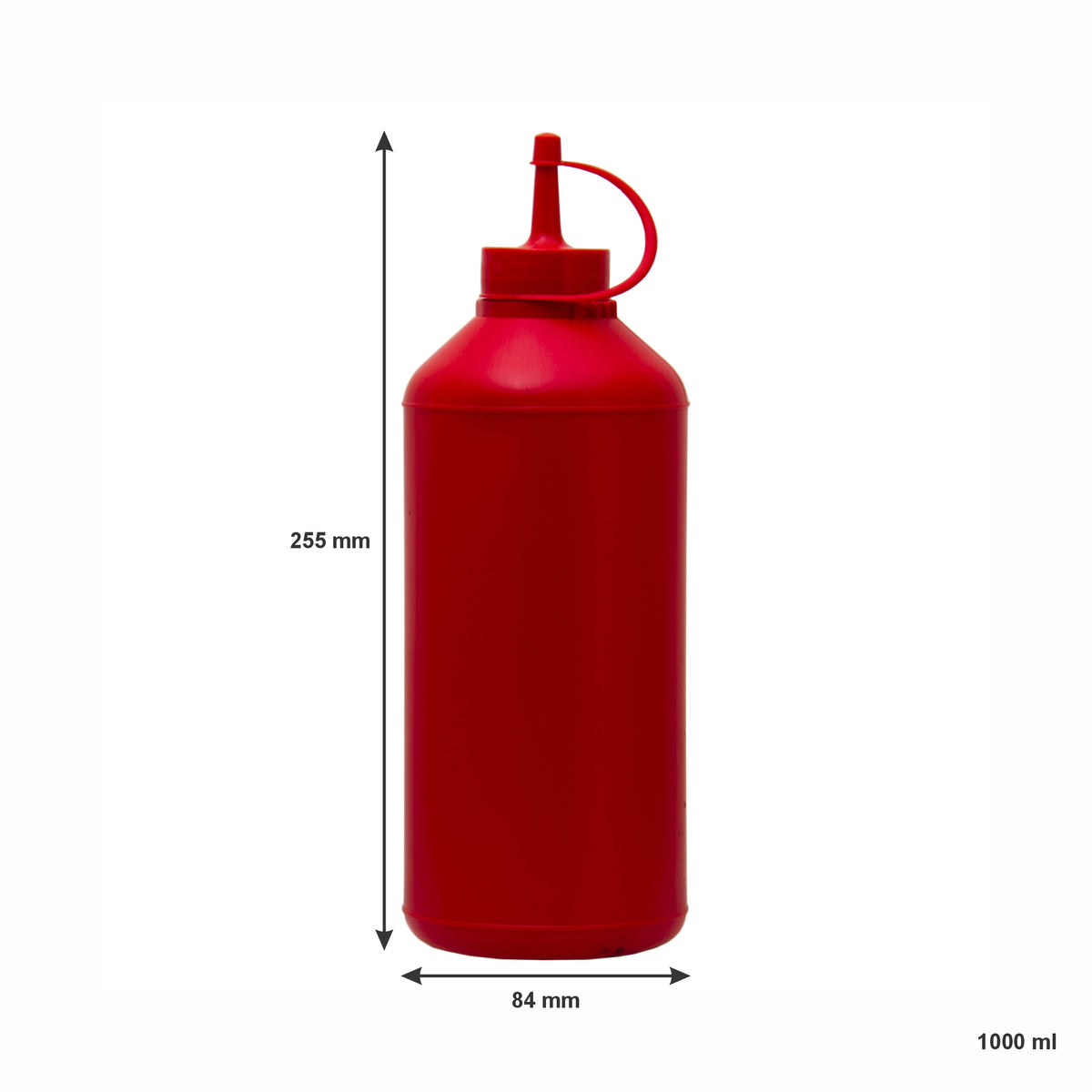 REGENT ROUND PLASTIC SAUCE BOTTLE RED 6K, 1LT