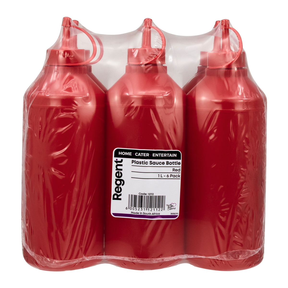 REGENT ROUND PLASTIC SAUCE BOTTLE RED 6K, 1LT