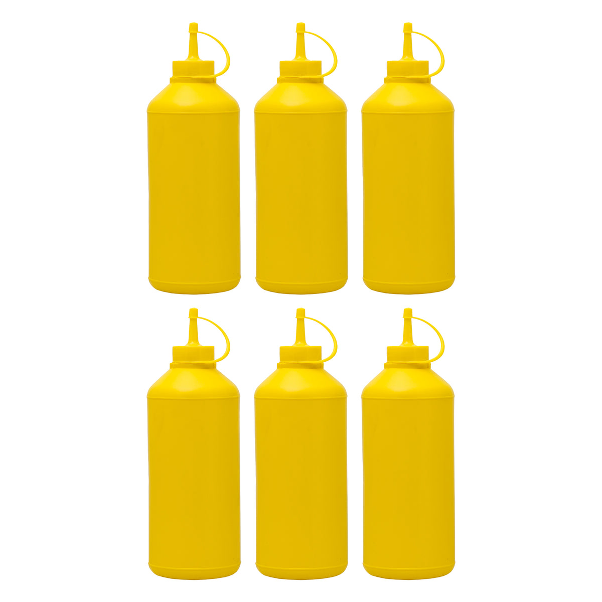 REGENT ROUND PLASTIC SAUCE BOTTLE YELLOW 6PK, 1LT