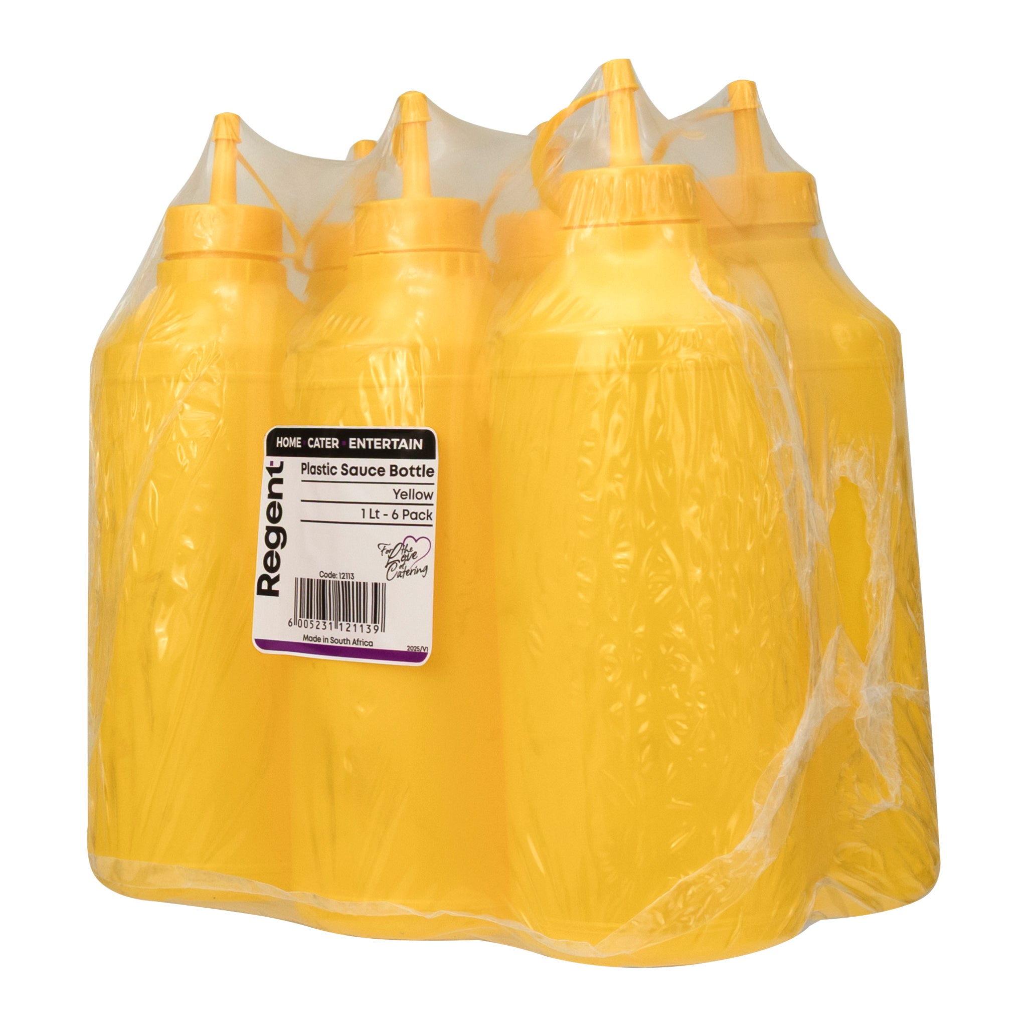 REGENT ROUND PLASTIC SAUCE BOTTLE YELLOW 6PK, 1LT